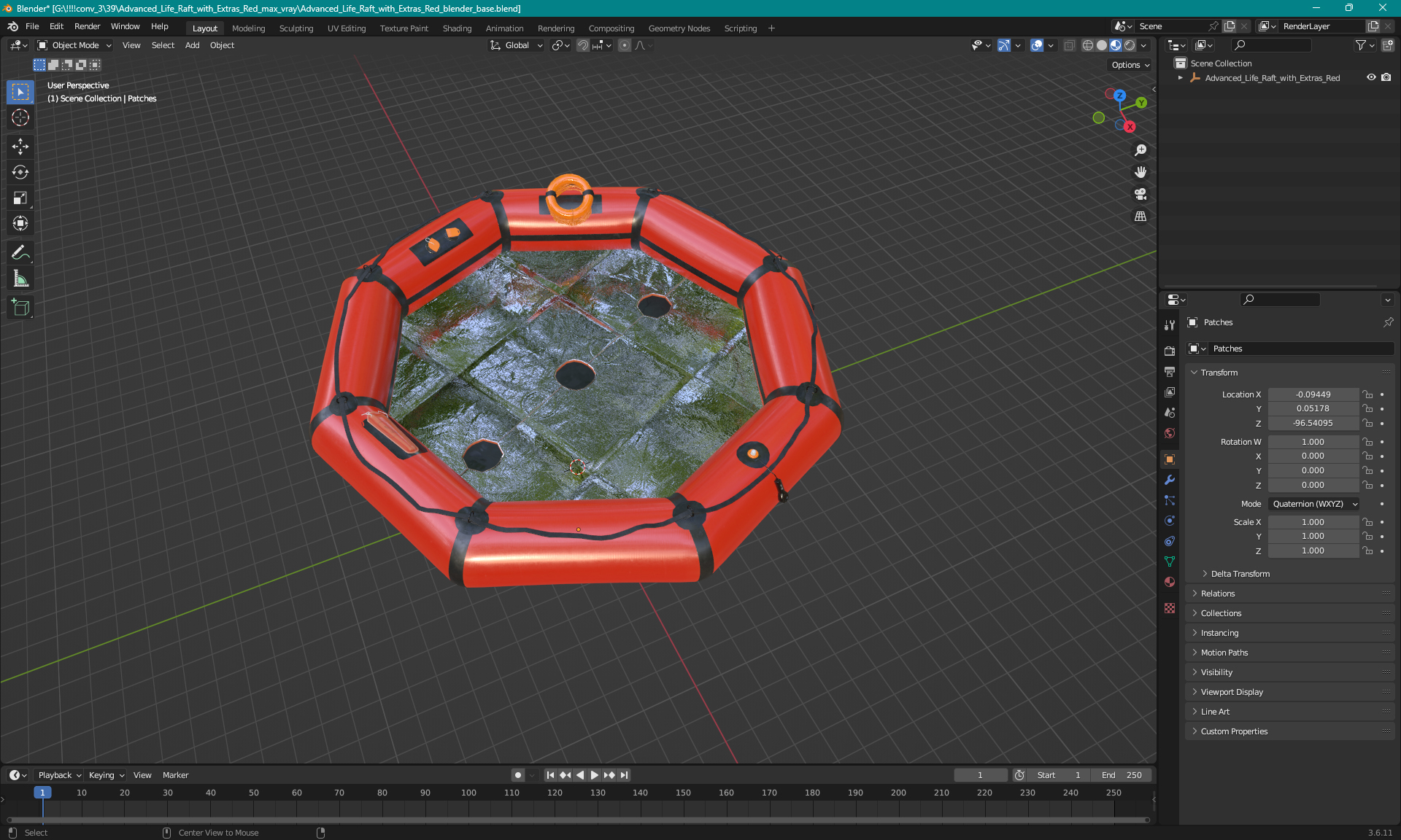 Advanced Life Raft with Extras Red 3D model