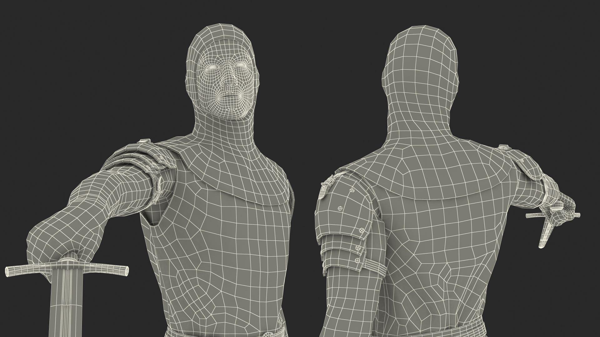 Crusader Knight Templar with Sword 3D model