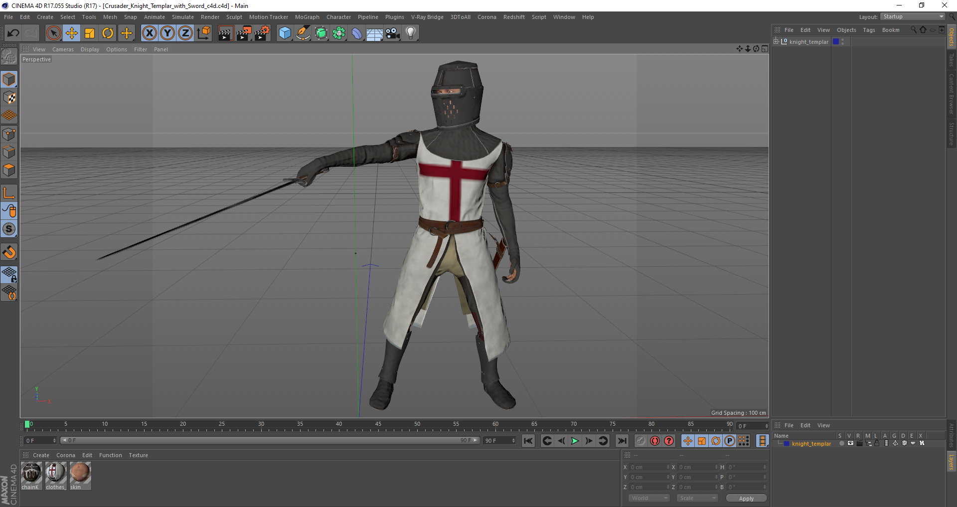 Crusader Knight Templar with Sword 3D model