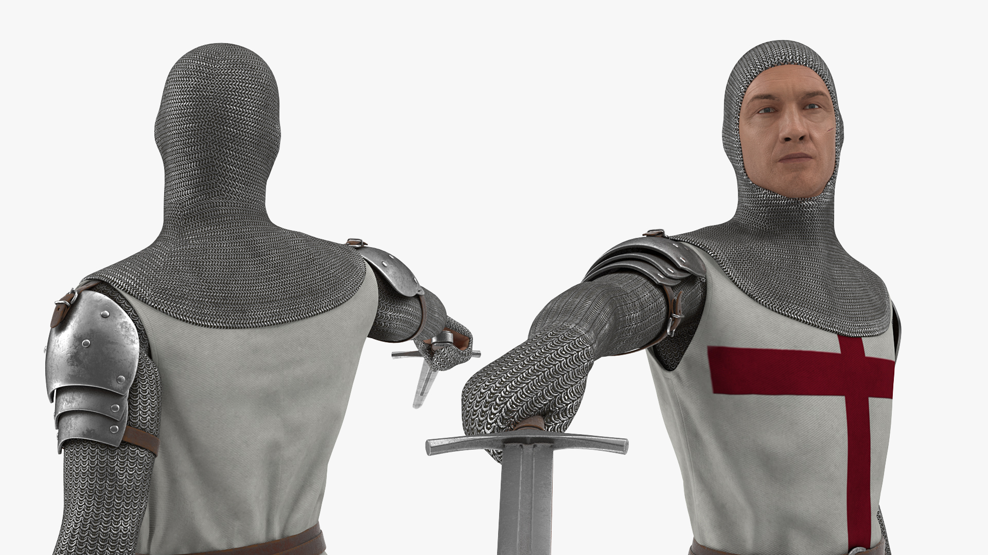 Crusader Knight Templar with Sword 3D model