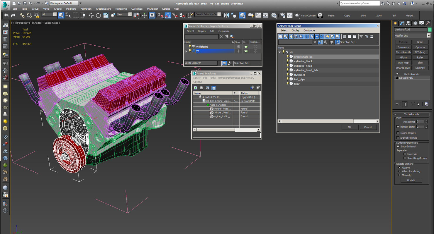 3D V8 Car Engine model
