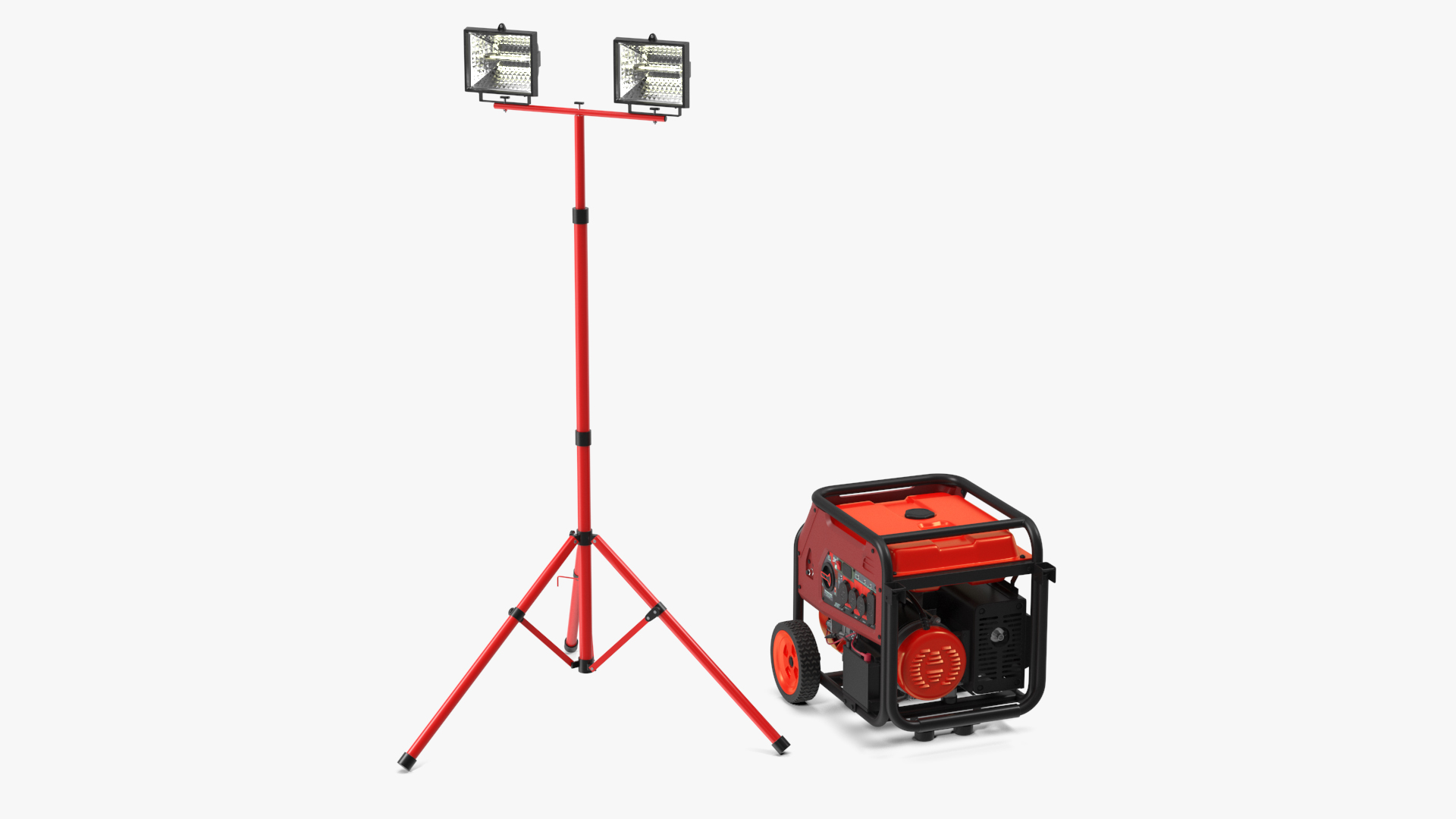 Portable Construction Light with Generator 3D