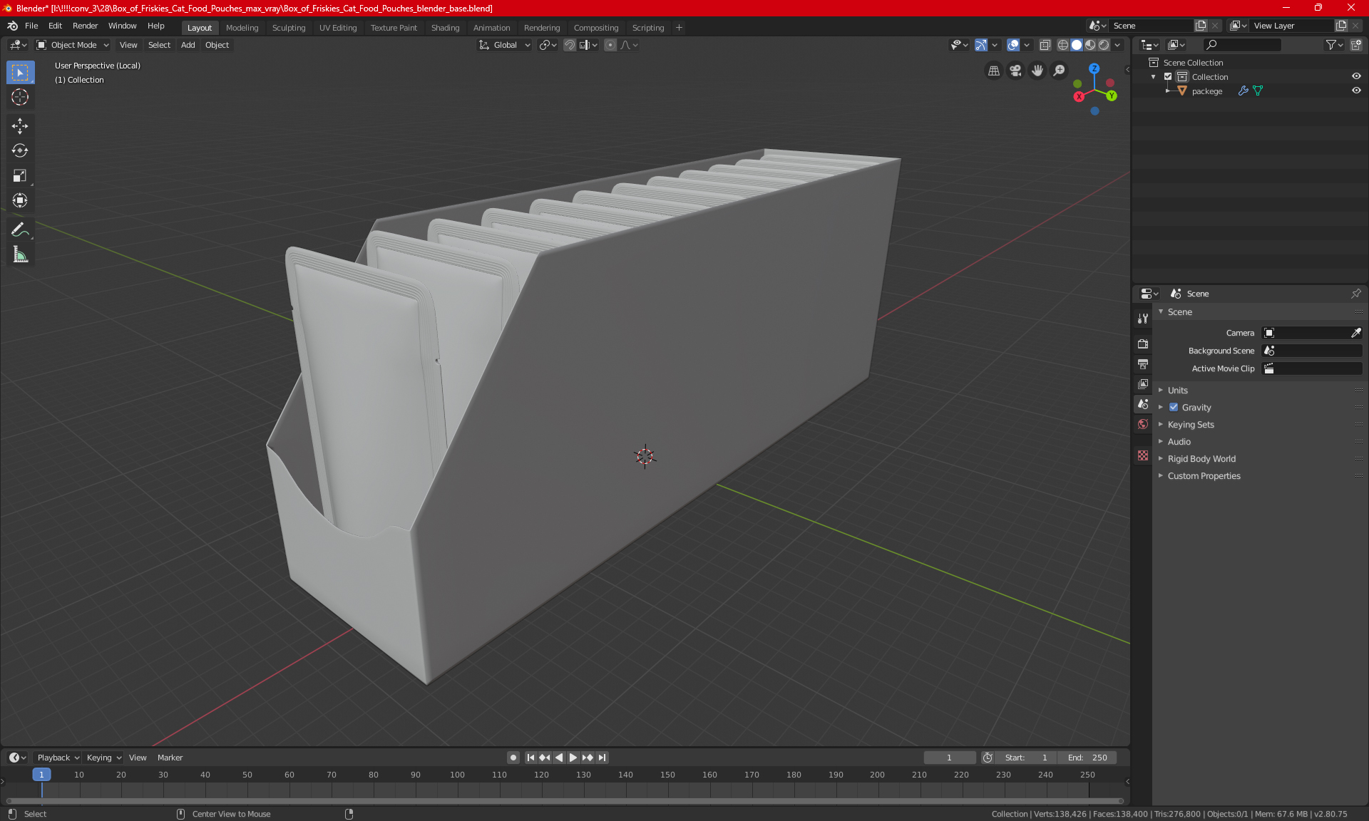 Wet Cat Food Pouch Box Mockup 3D model