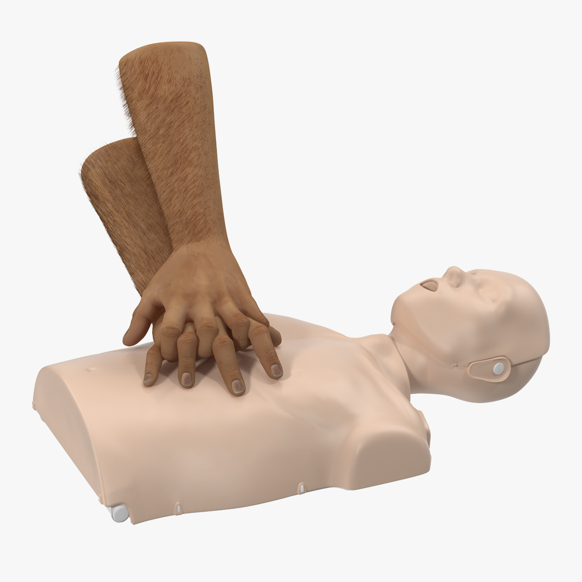 First Aid Training with CPR Dummy Rigged 3D Model, view 4
