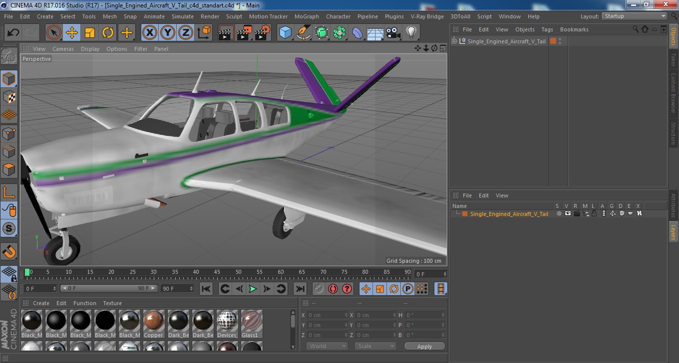 3D model Single Engined Aircraft V Tail