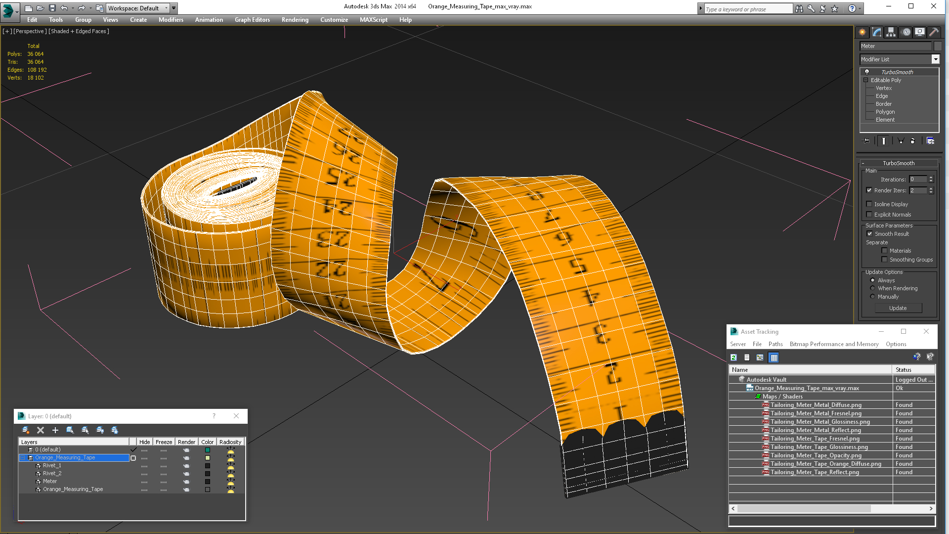 3D Orange Measuring Tape