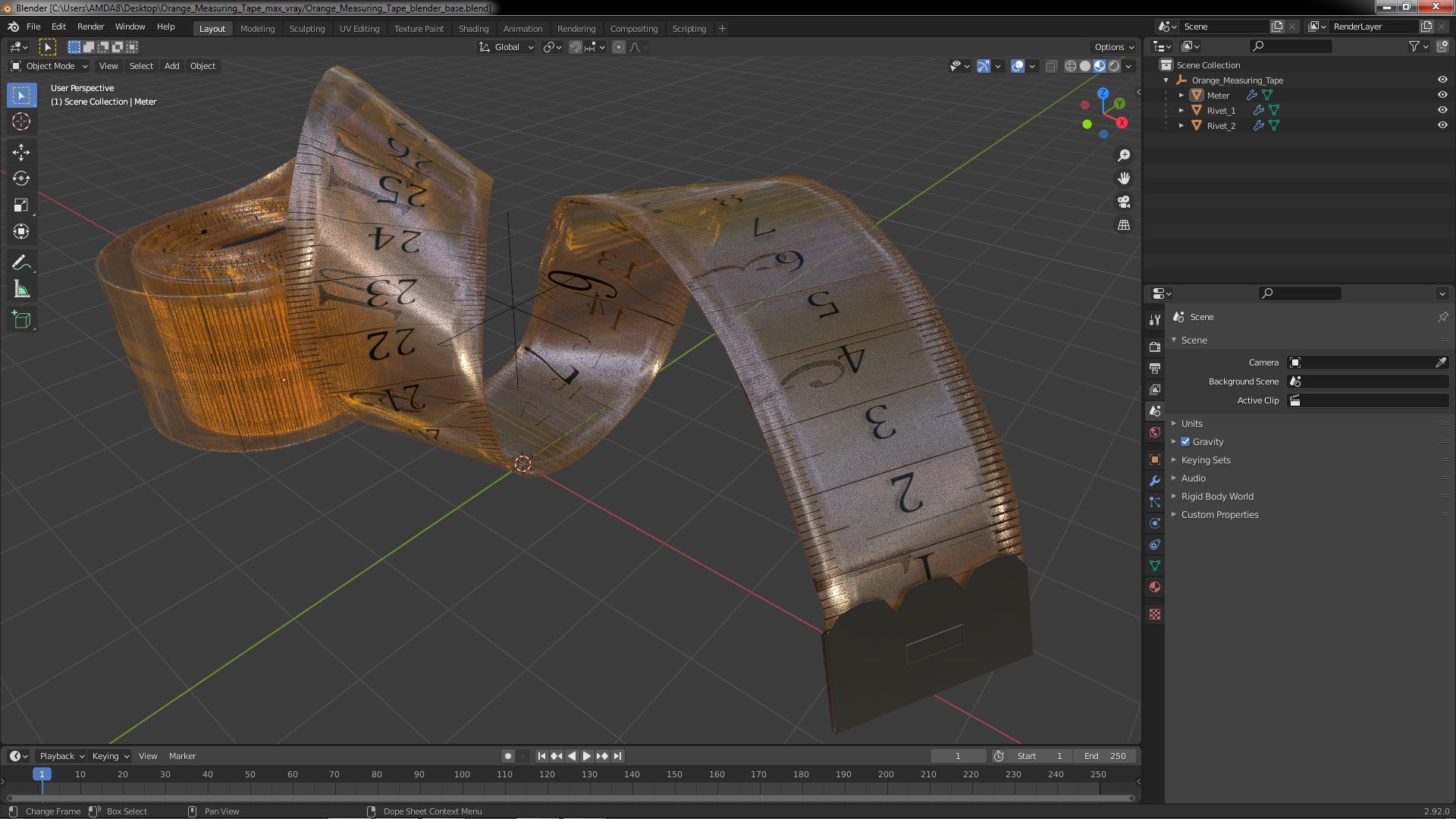 3D Orange Measuring Tape
