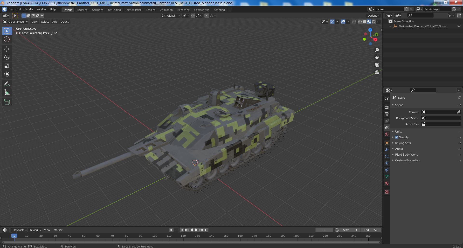 3D model Rheinmetall Panther KF51 MBT Dusted