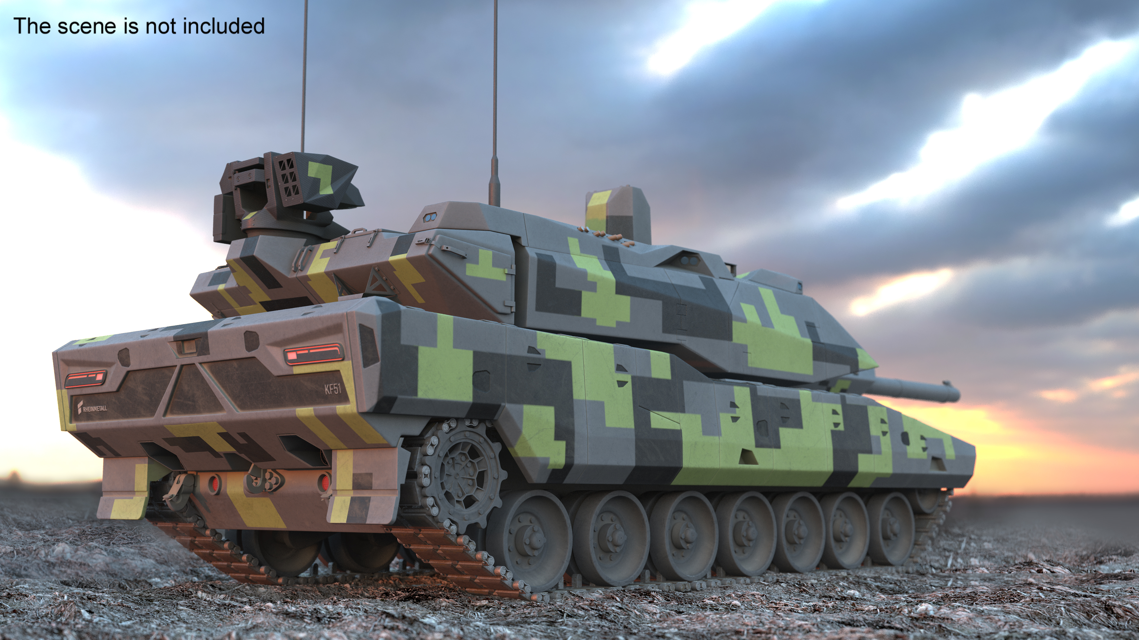 3D model Rheinmetall Panther KF51 MBT Dusted