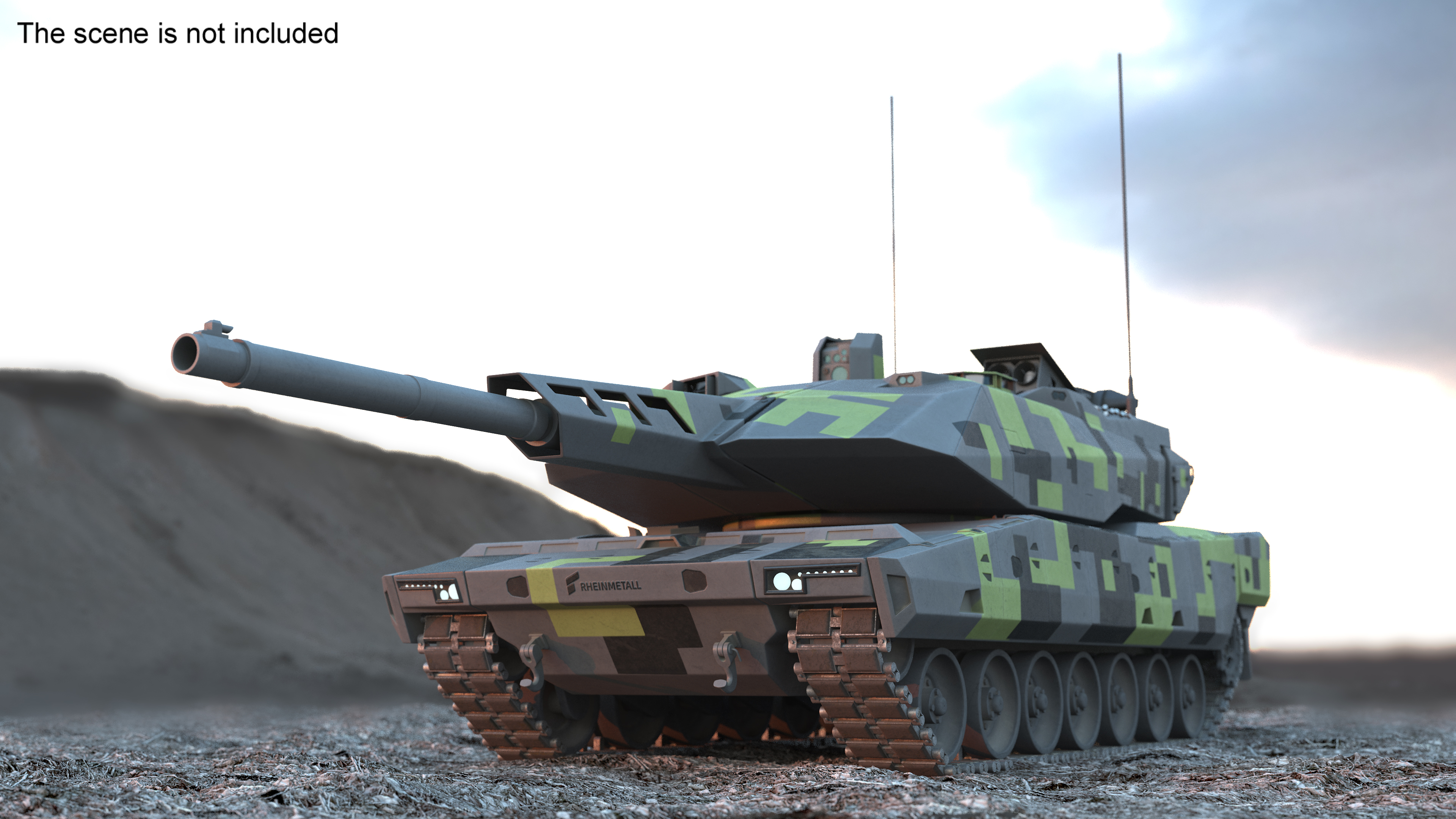 3D model Rheinmetall Panther KF51 MBT Dusted