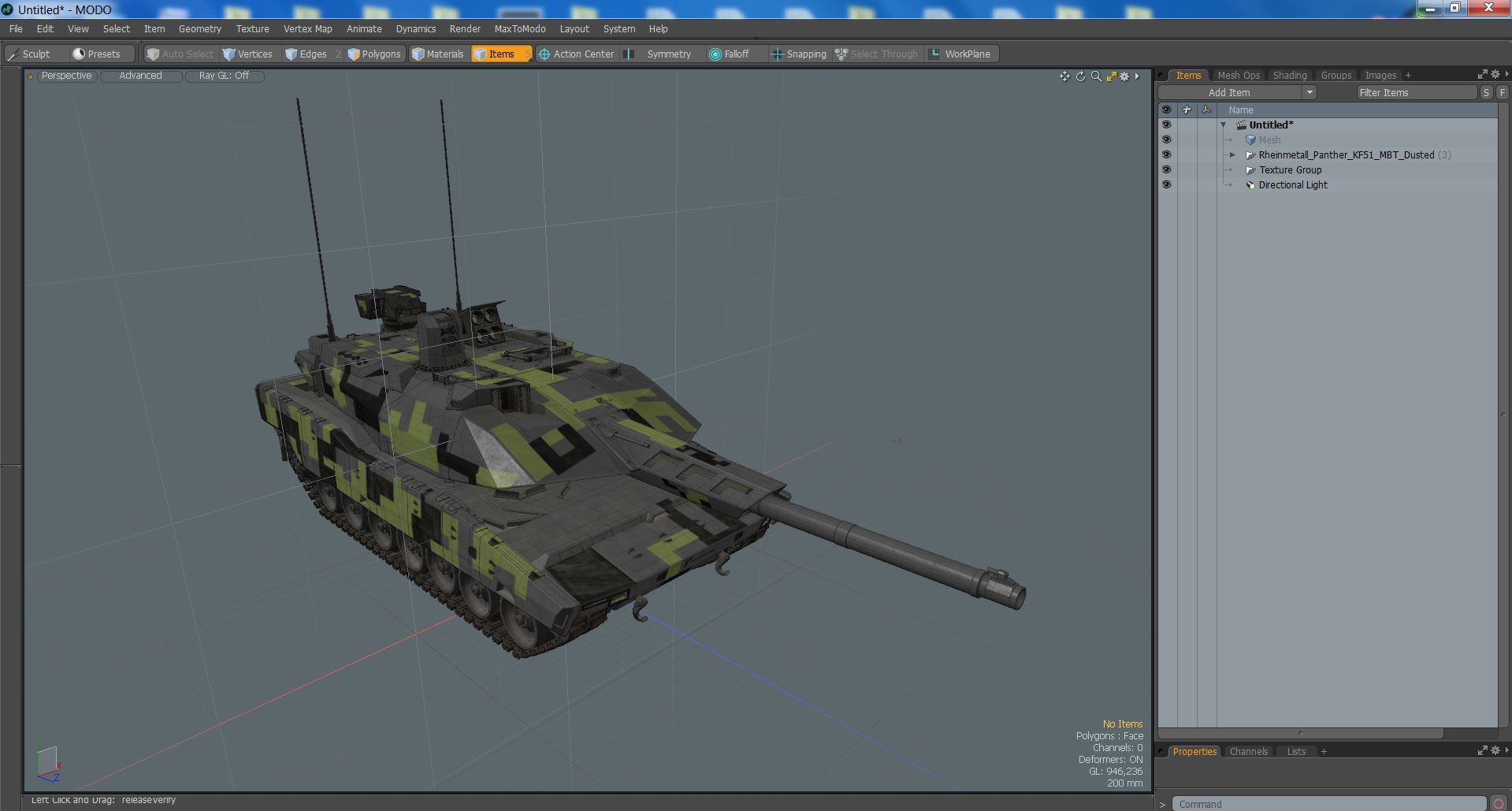 3D model Rheinmetall Panther KF51 MBT Dusted