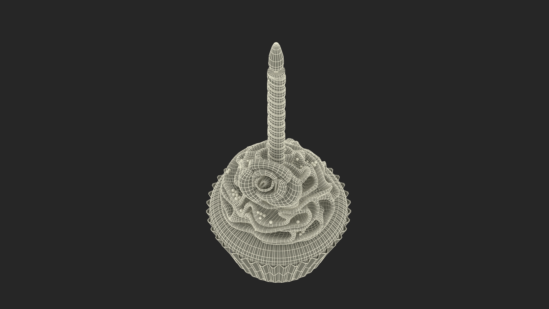 3D Rose Cupcake and Candle model
