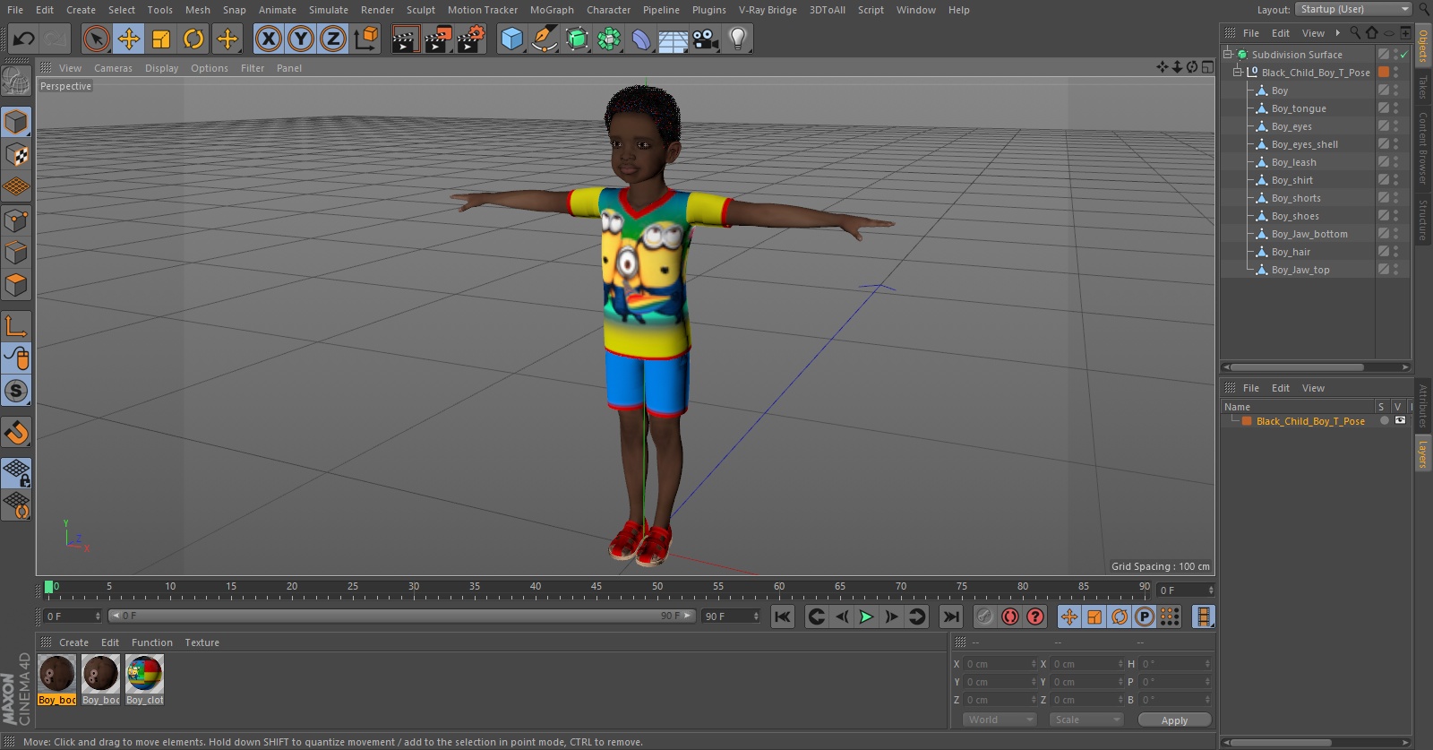 Black Child Boy T-Pose 3D