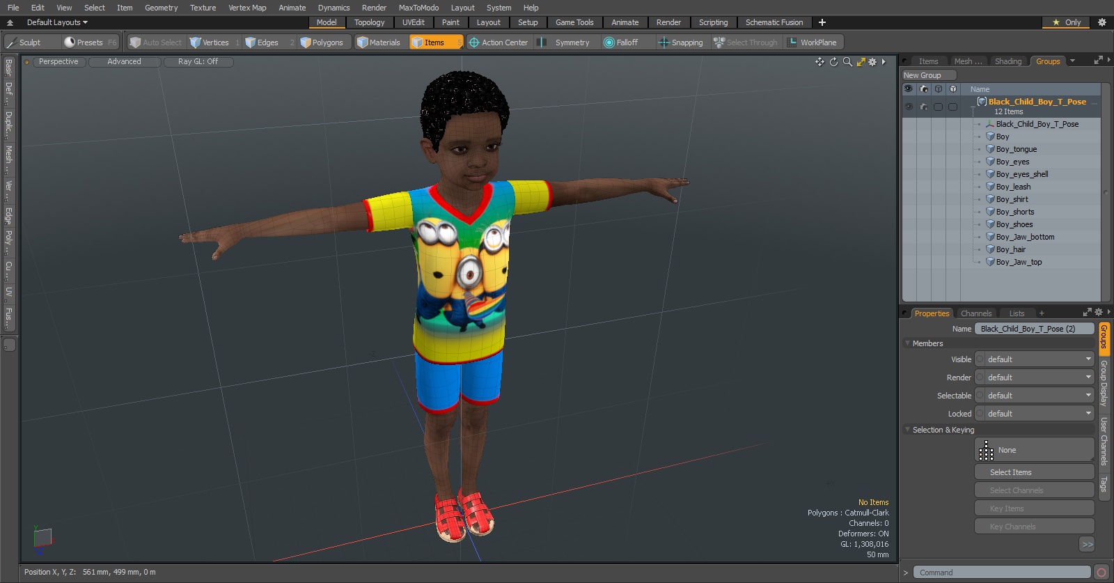 Black Child Boy T-Pose 3D