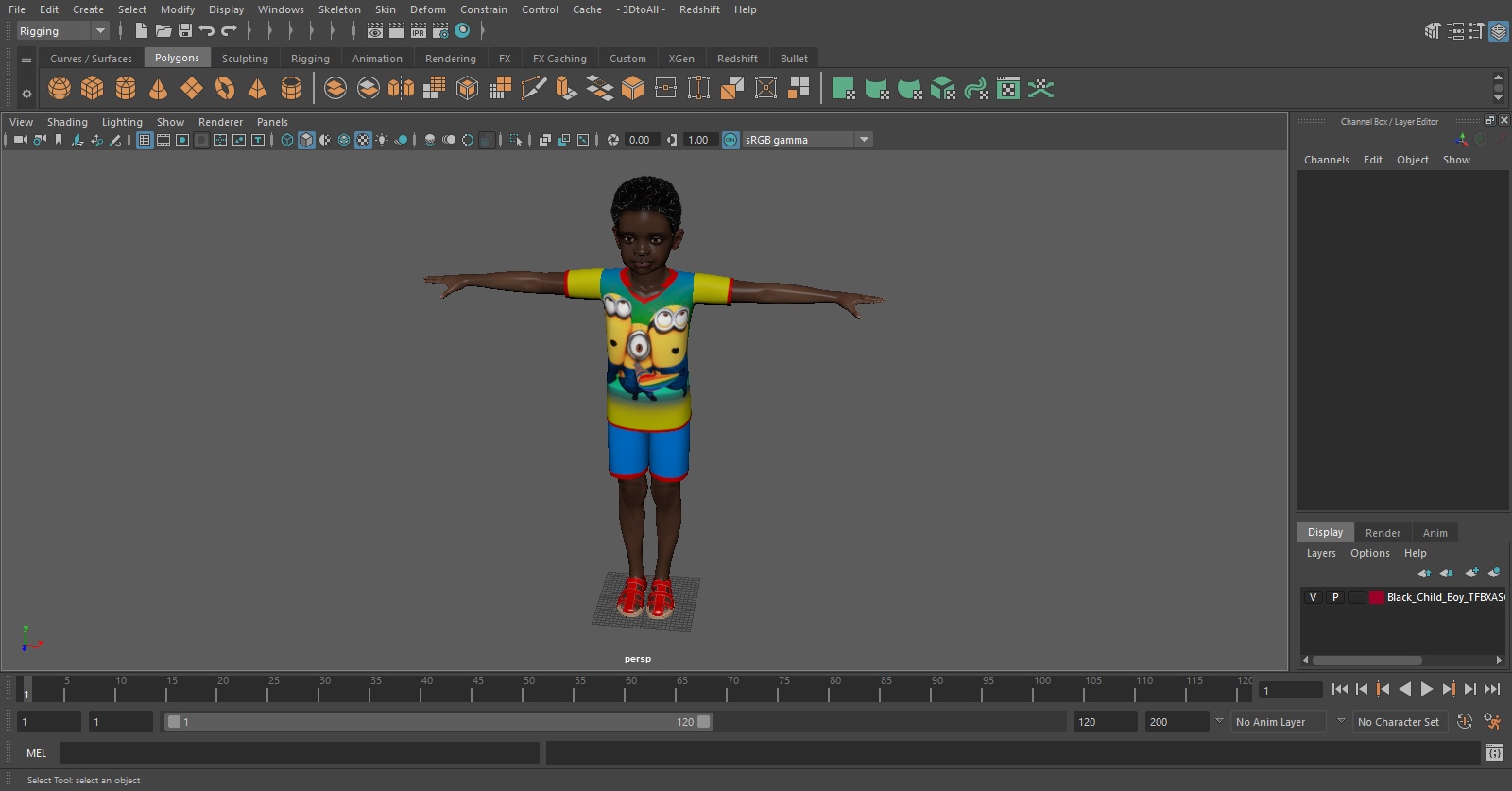Black Child Boy T-Pose 3D