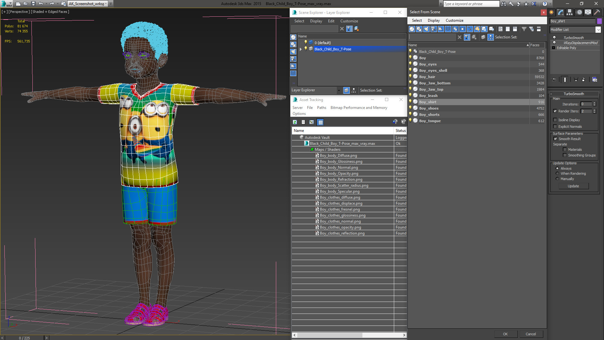 Black Child Boy T-Pose 3D