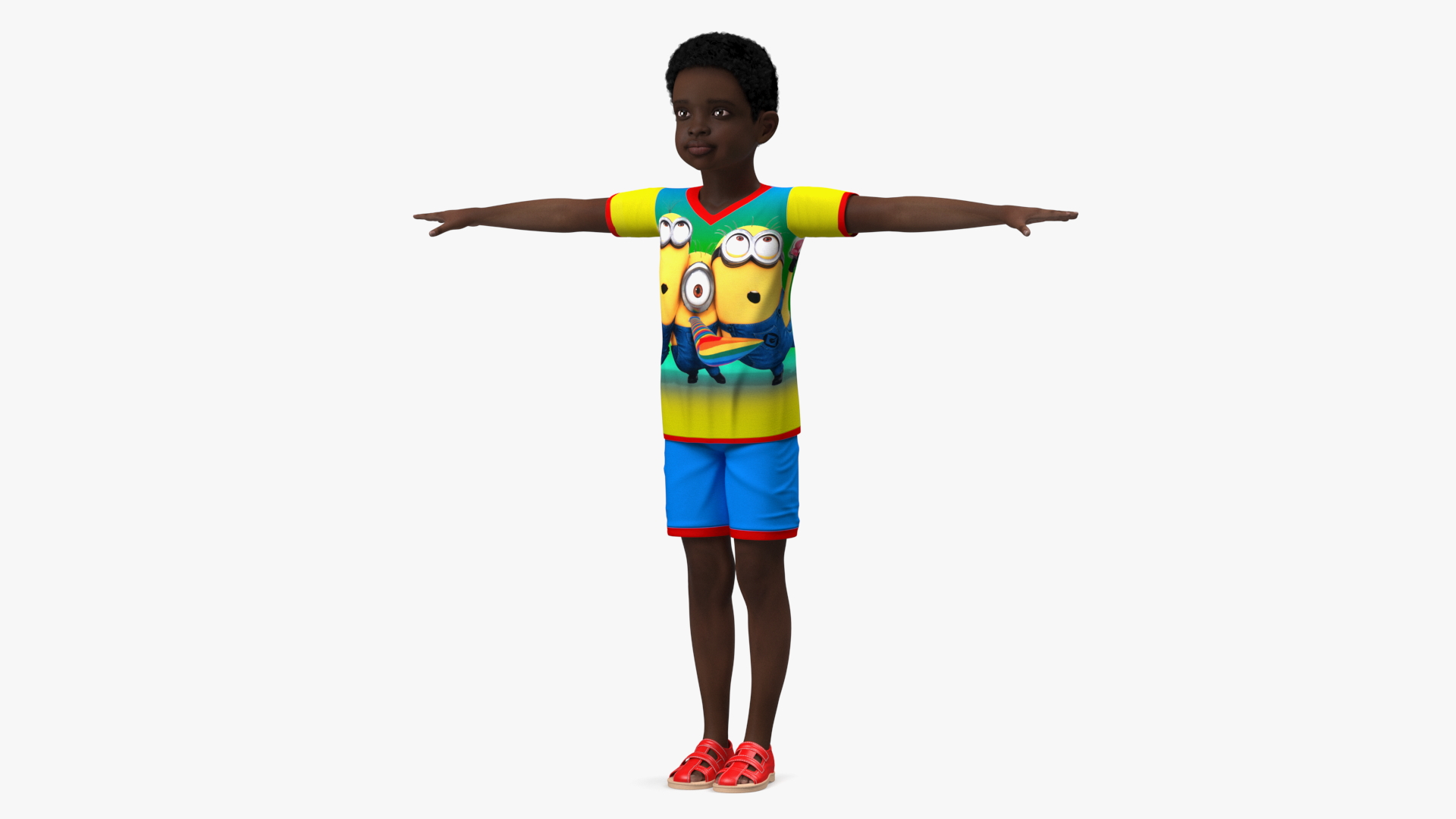 Black Child Boy T-Pose 3D