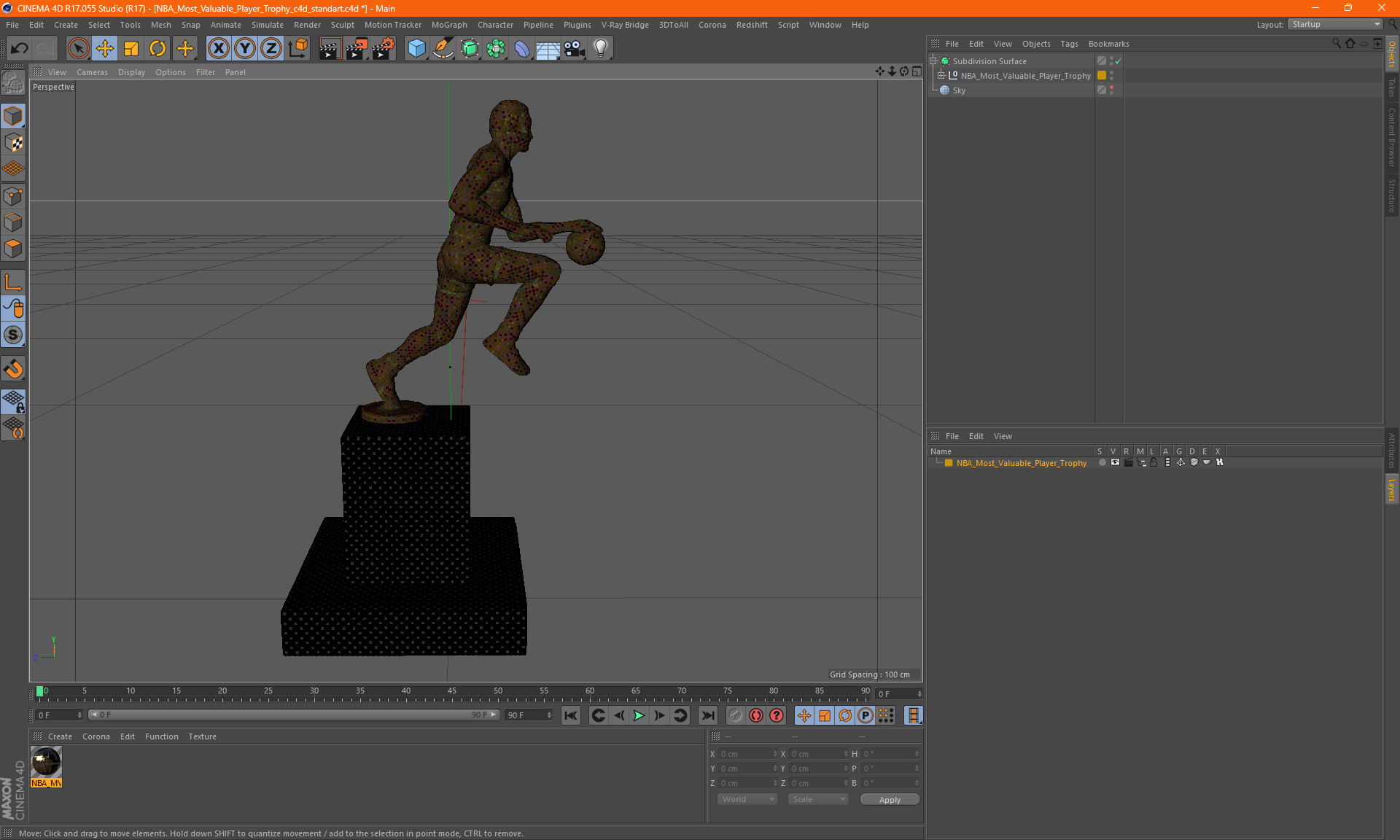 3D NBA Most Valuable Player Trophy
