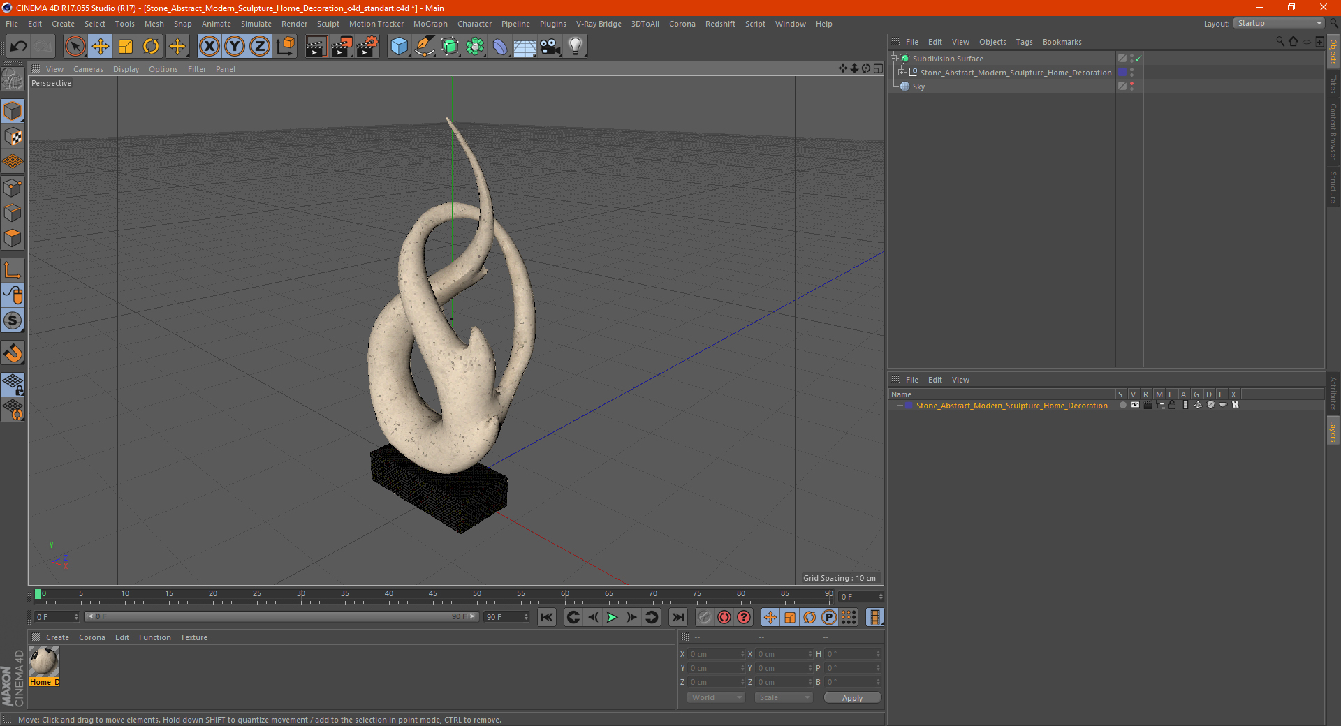 Stone Abstract Modern Sculpture Home Decoration 3D