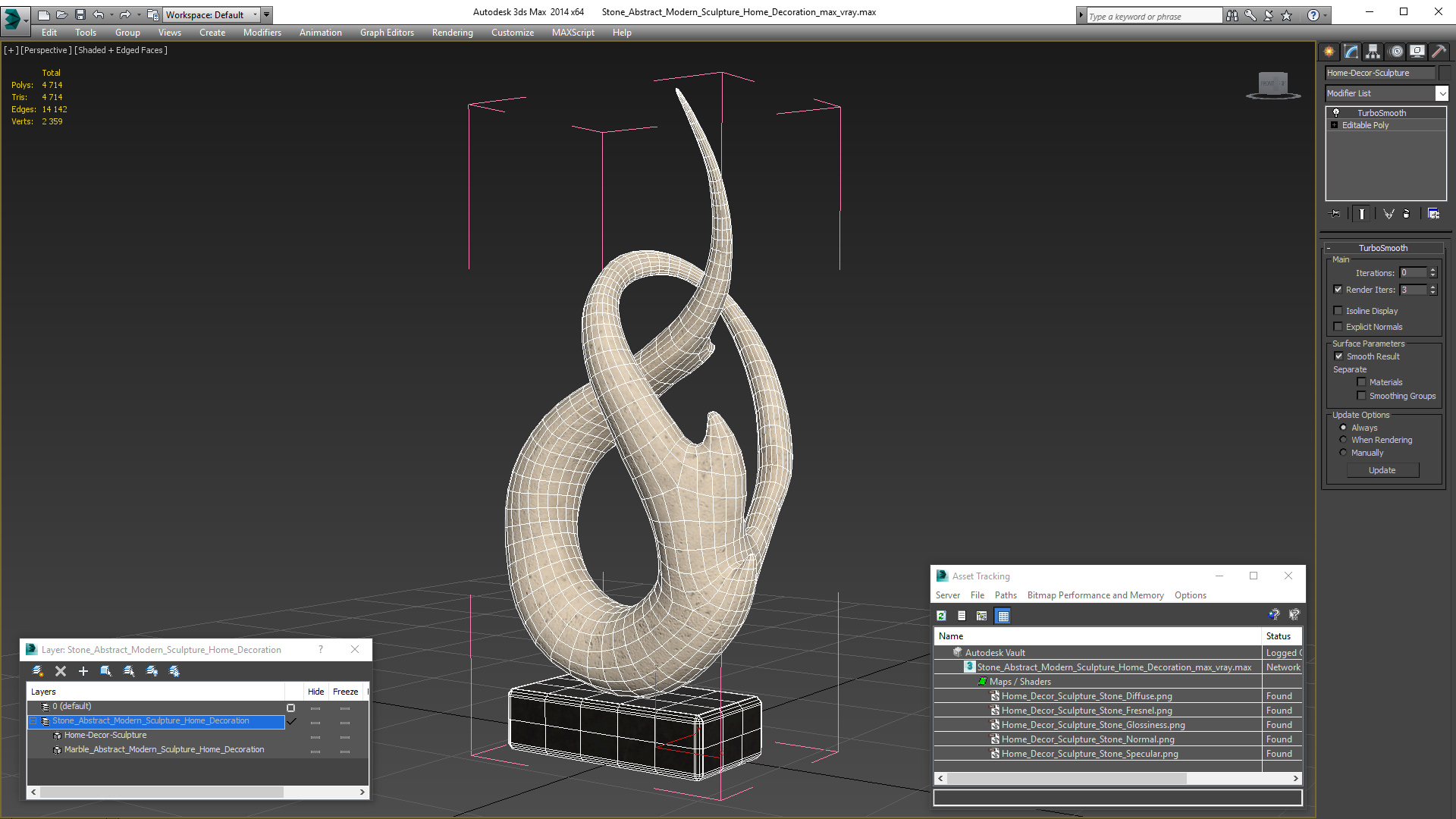 Stone Abstract Modern Sculpture Home Decoration 3D