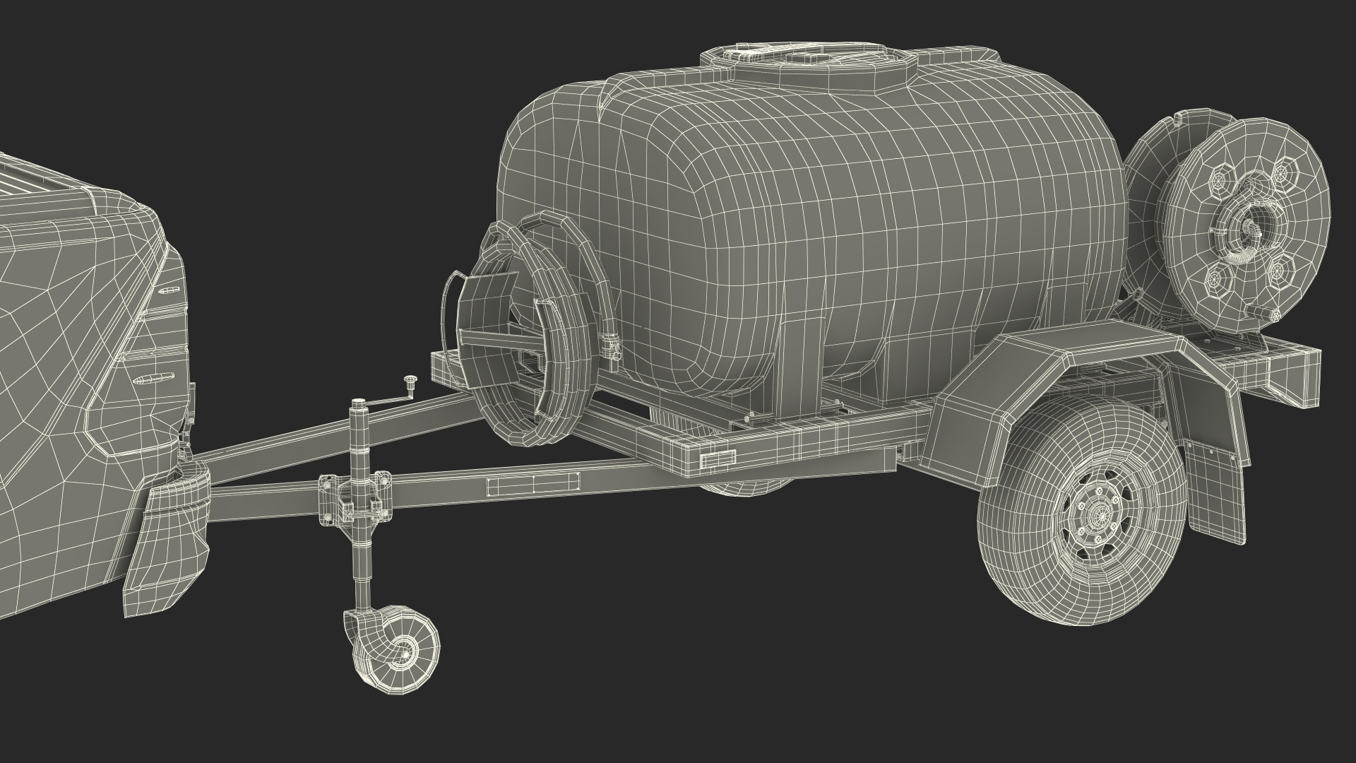 3D model Pickup with Fire Fighting Trailer Rigged