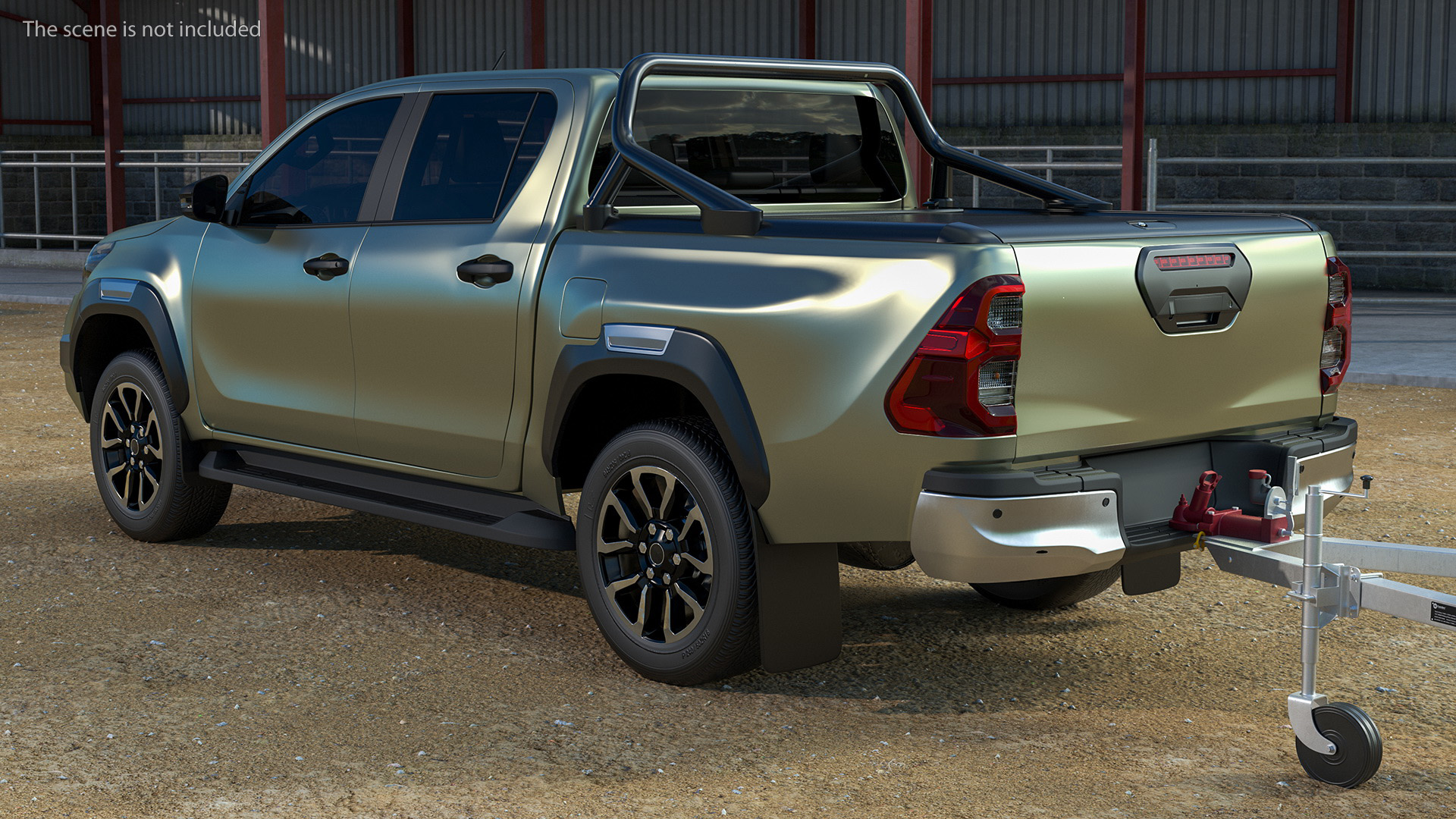 3D model Pickup with Fire Fighting Trailer Rigged