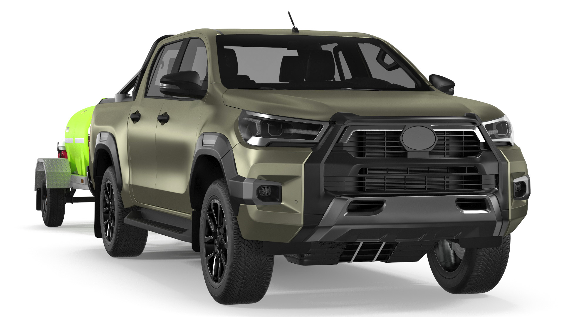 3D model Pickup with Fire Fighting Trailer Rigged