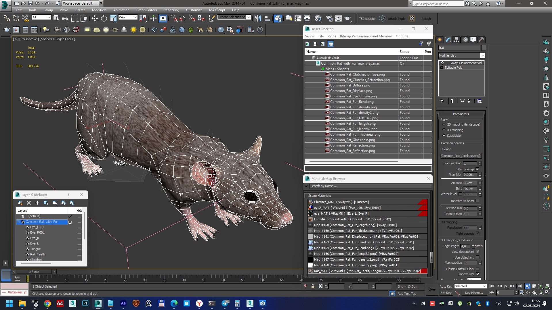 Common Rat with Fur 3D model