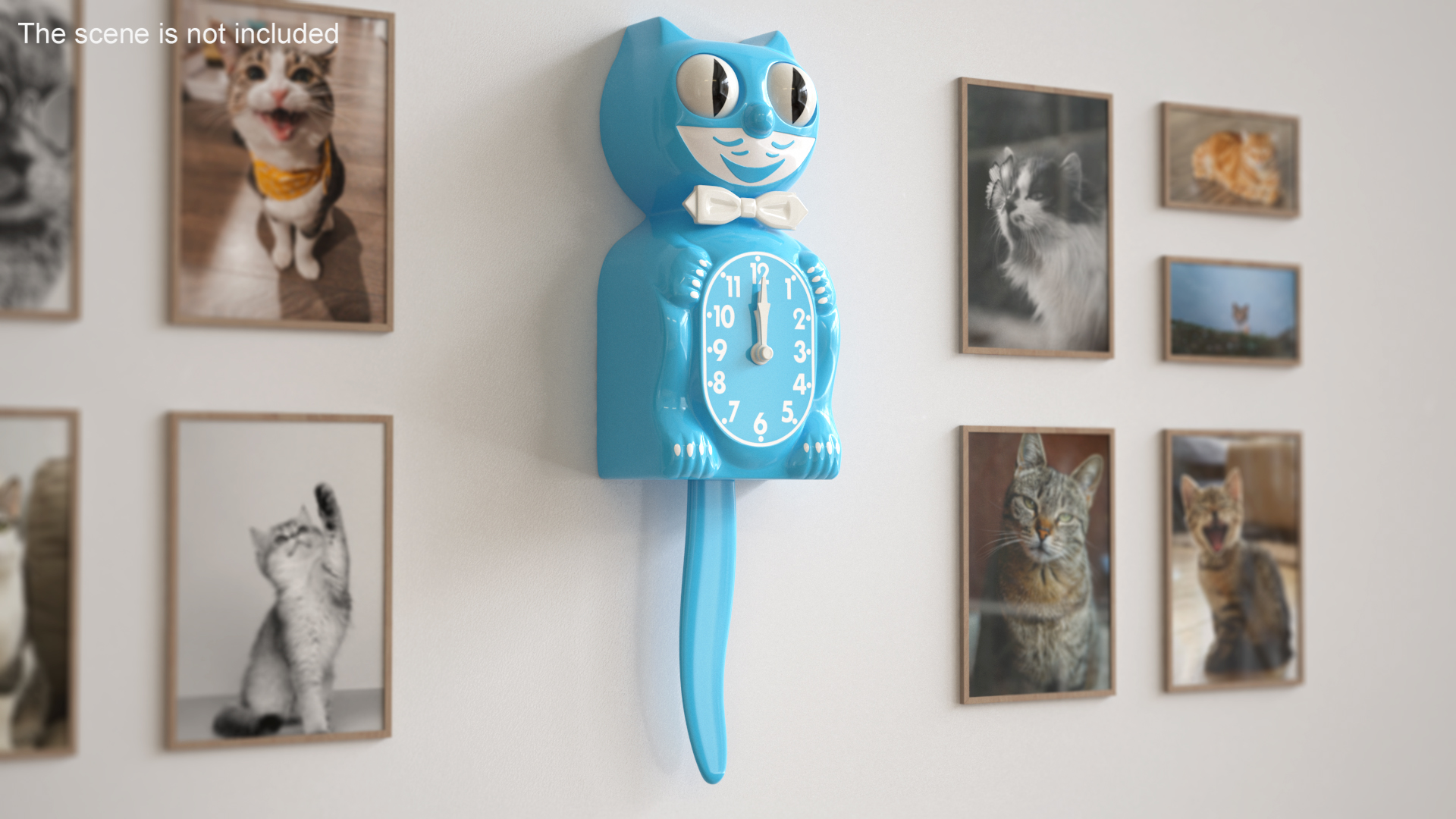 3D Vintage Wall Clock Blue Cat Rigged for Maya model