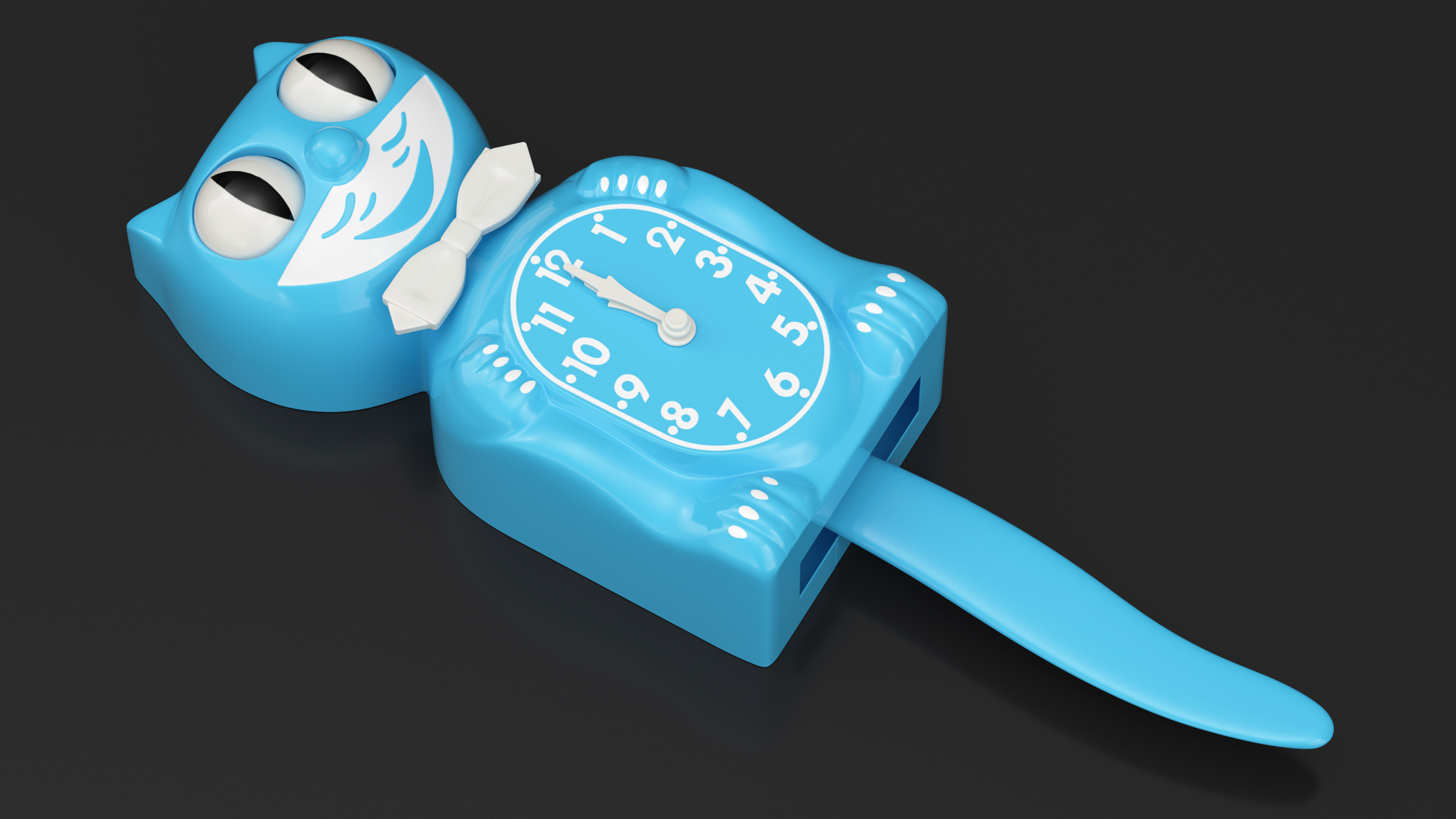3D Vintage Wall Clock Blue Cat Rigged for Maya model