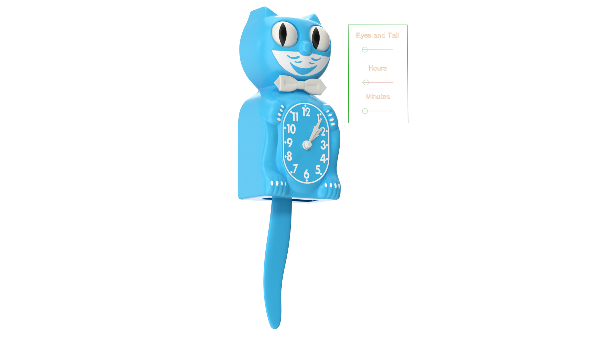 3D Vintage Wall Clock Blue Cat Rigged for Maya model