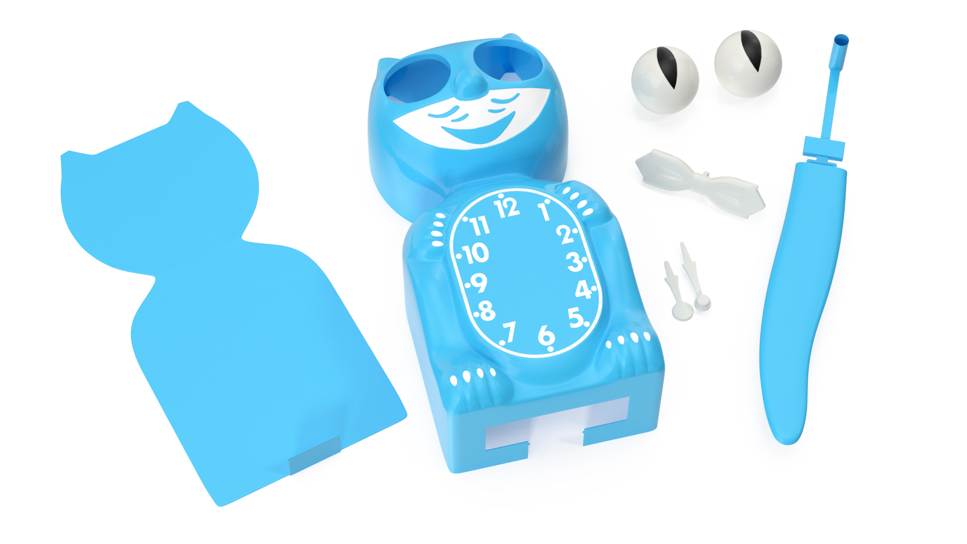 3D Vintage Wall Clock Blue Cat Rigged for Maya model