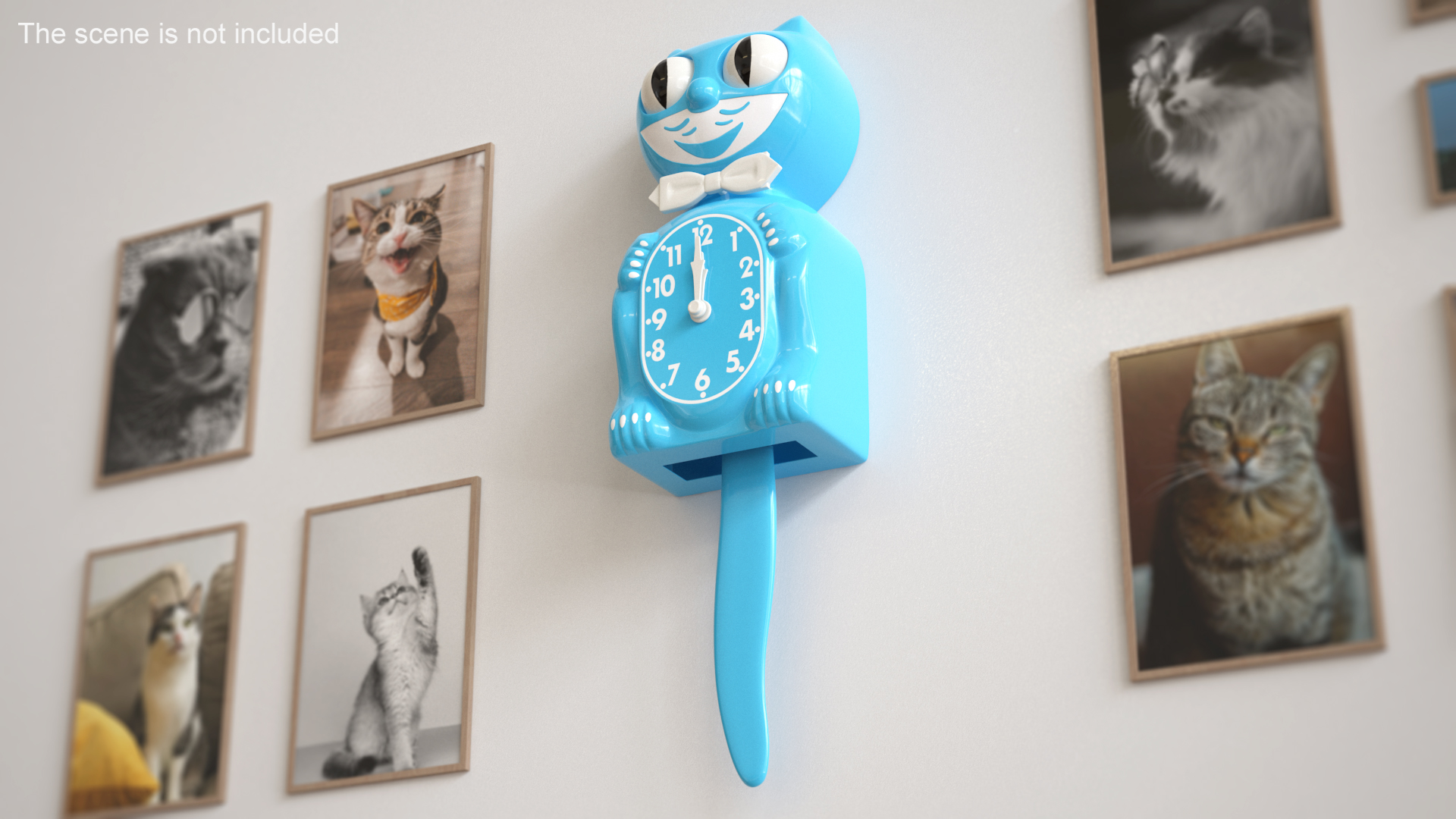 3D Vintage Wall Clock Blue Cat Rigged for Maya model