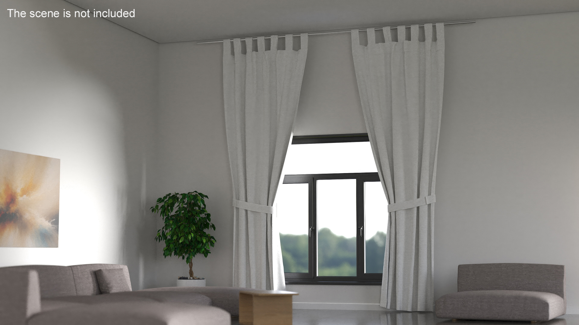 Classic Window Curtains Set 3D