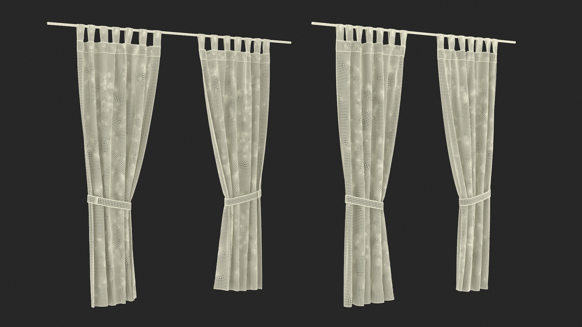 Classic Window Curtains Set 3D