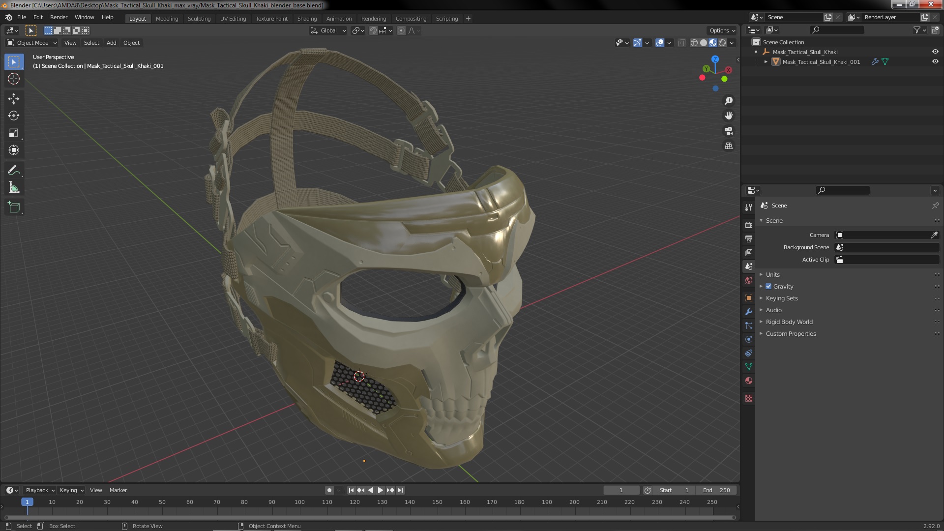 3D model Mask Tactical Skull Khaki
