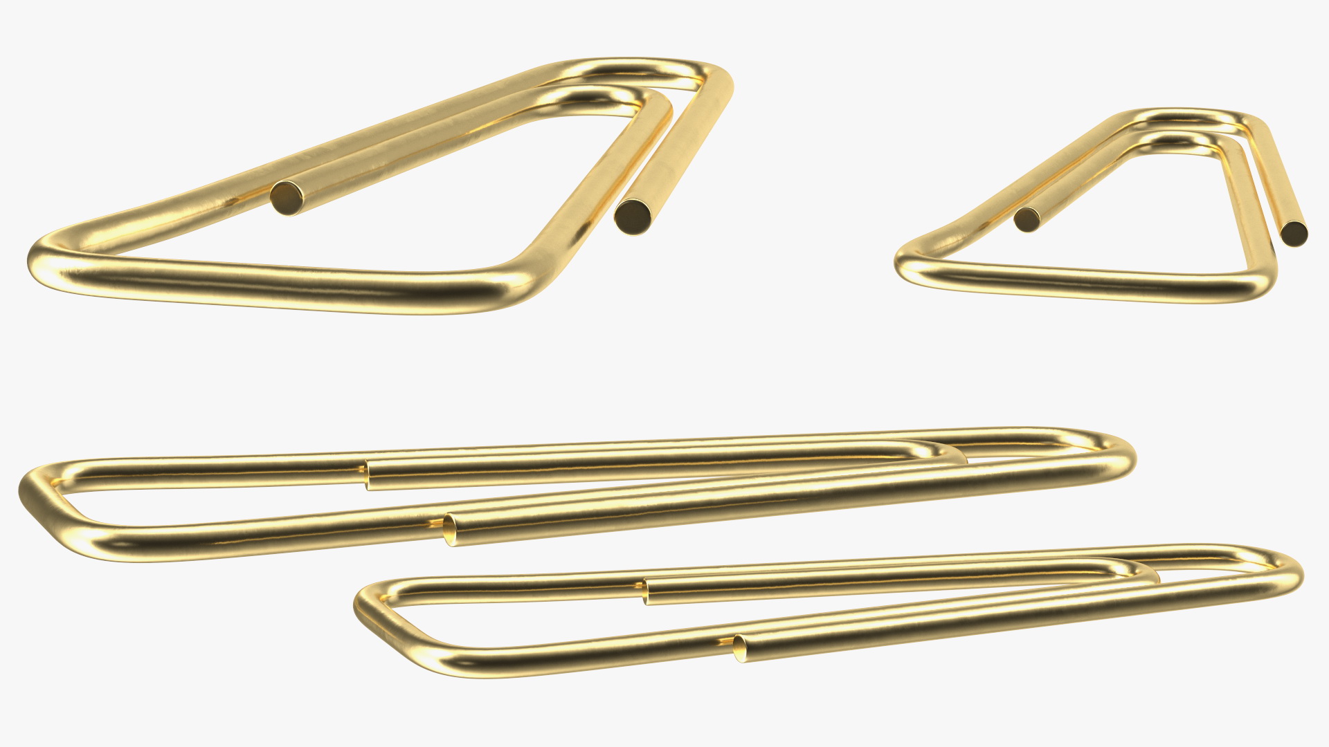 Paper Clip Triangular Shape Gold 3D