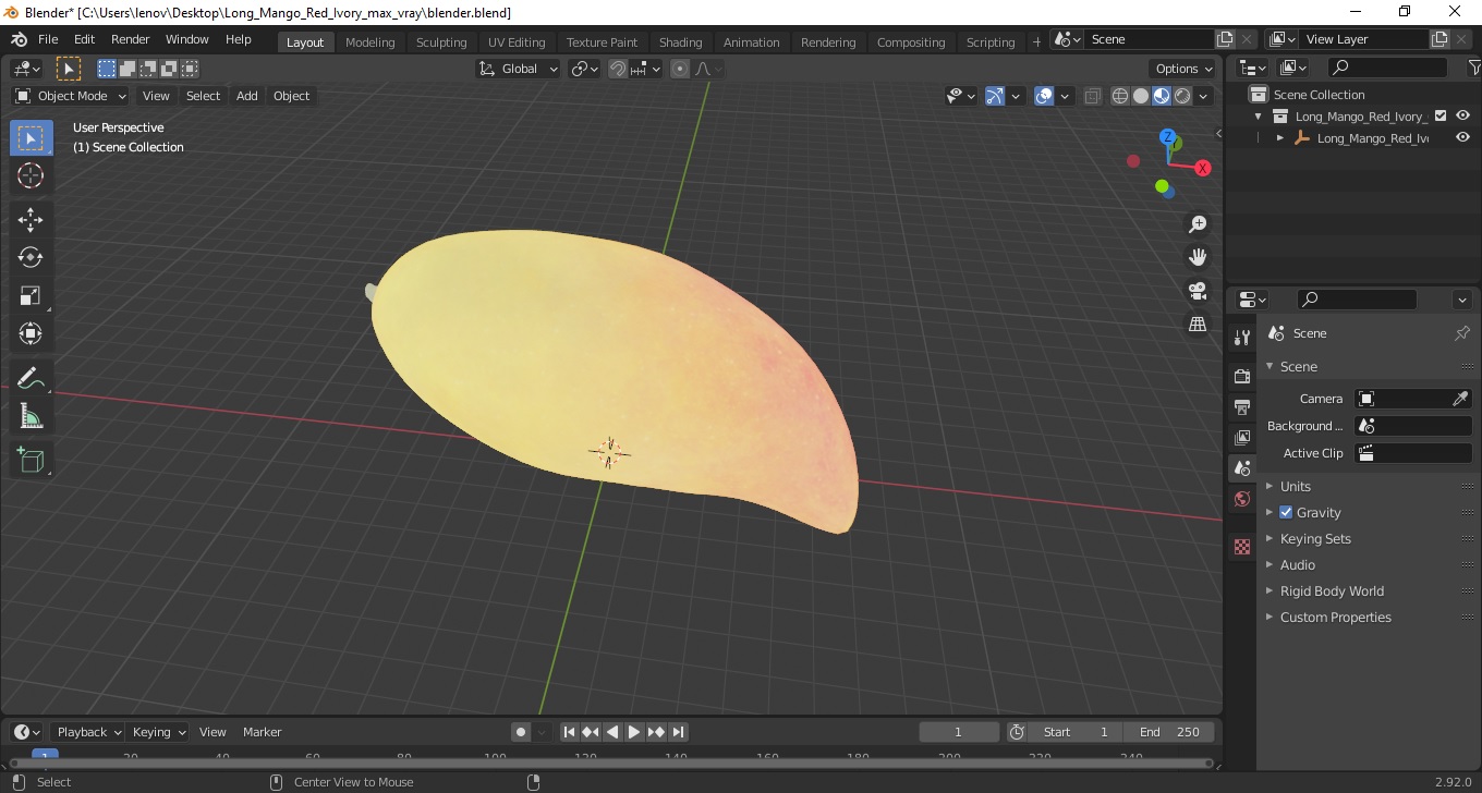 3D model Long Mango Red Ivory