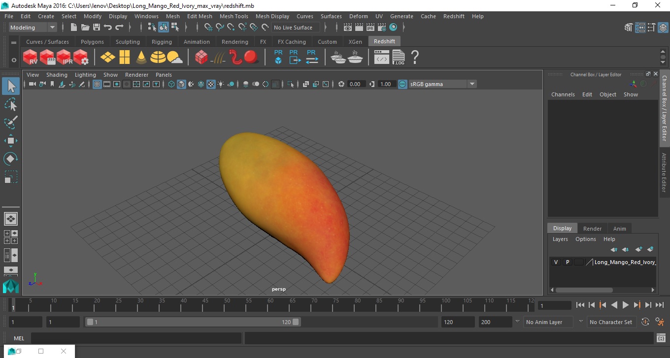 3D model Long Mango Red Ivory