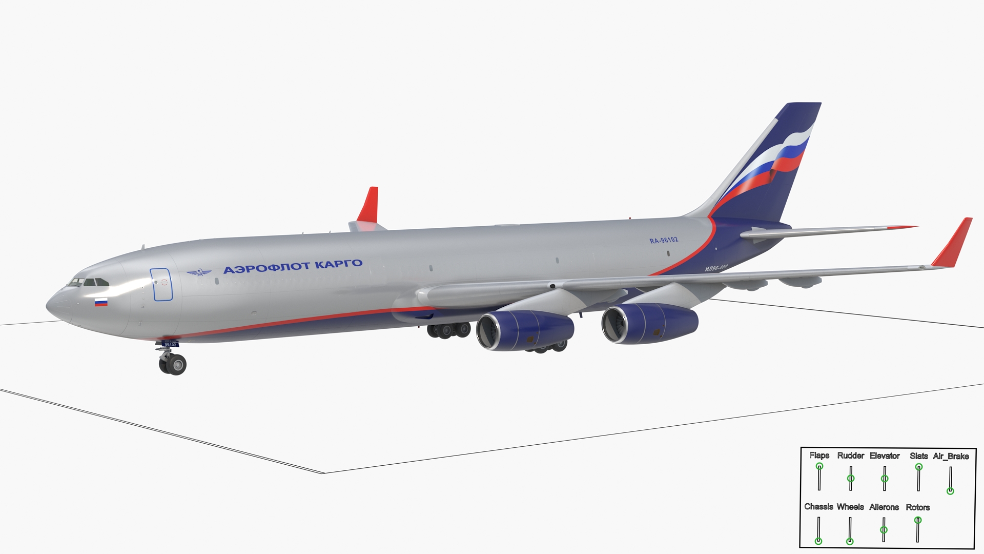 3D IL-96-400 Aeroflot Simple Interior Rigged