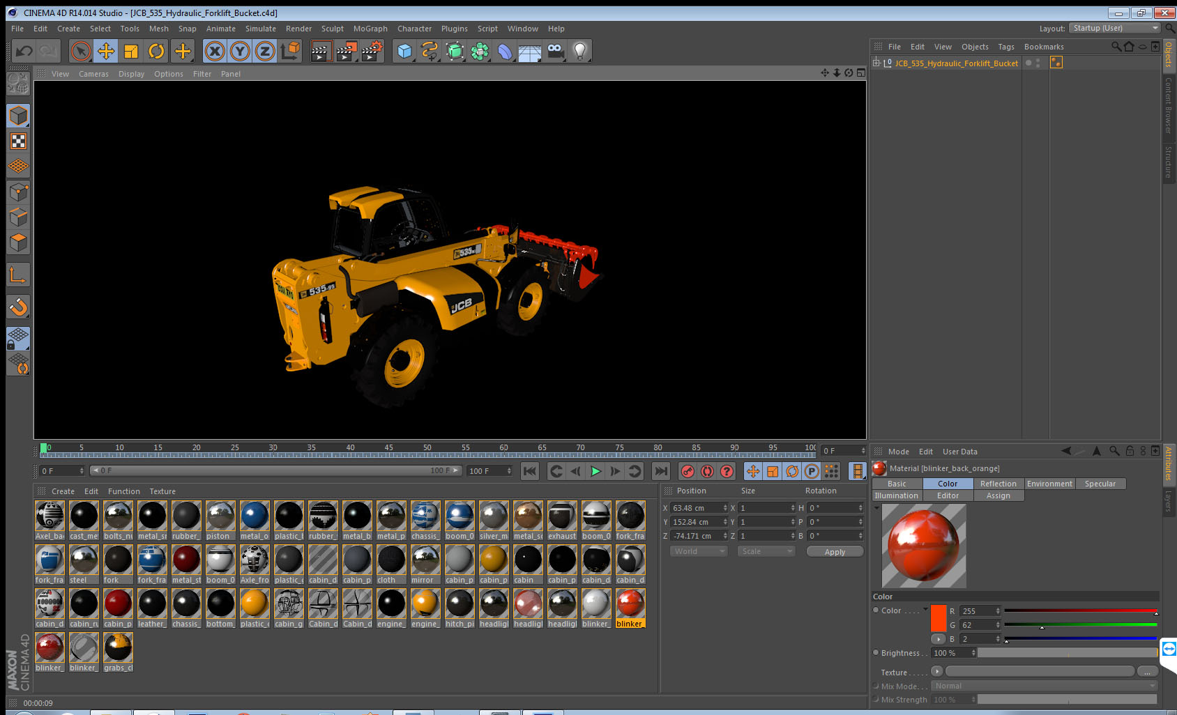 3D JCB 535 Hydraulic Forklift Bucket model