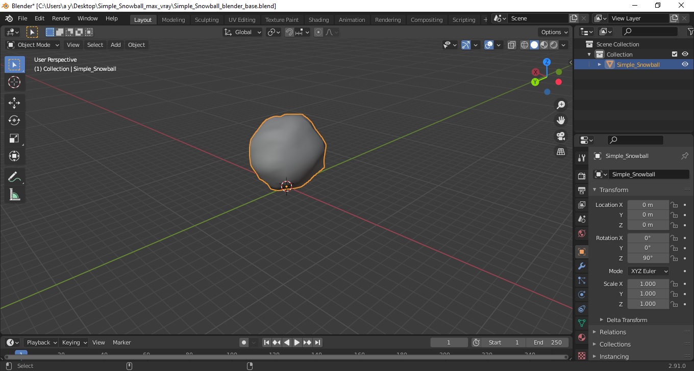 3D model Simple Snowball