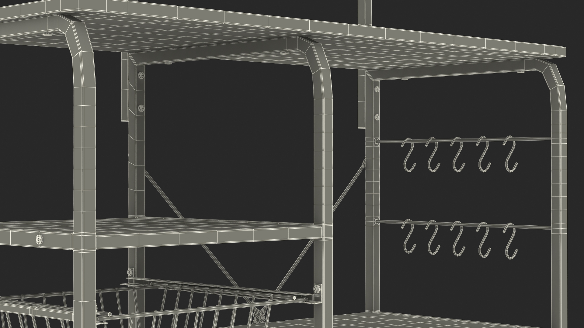 Vintage Kitchen Bakers Rack 3D