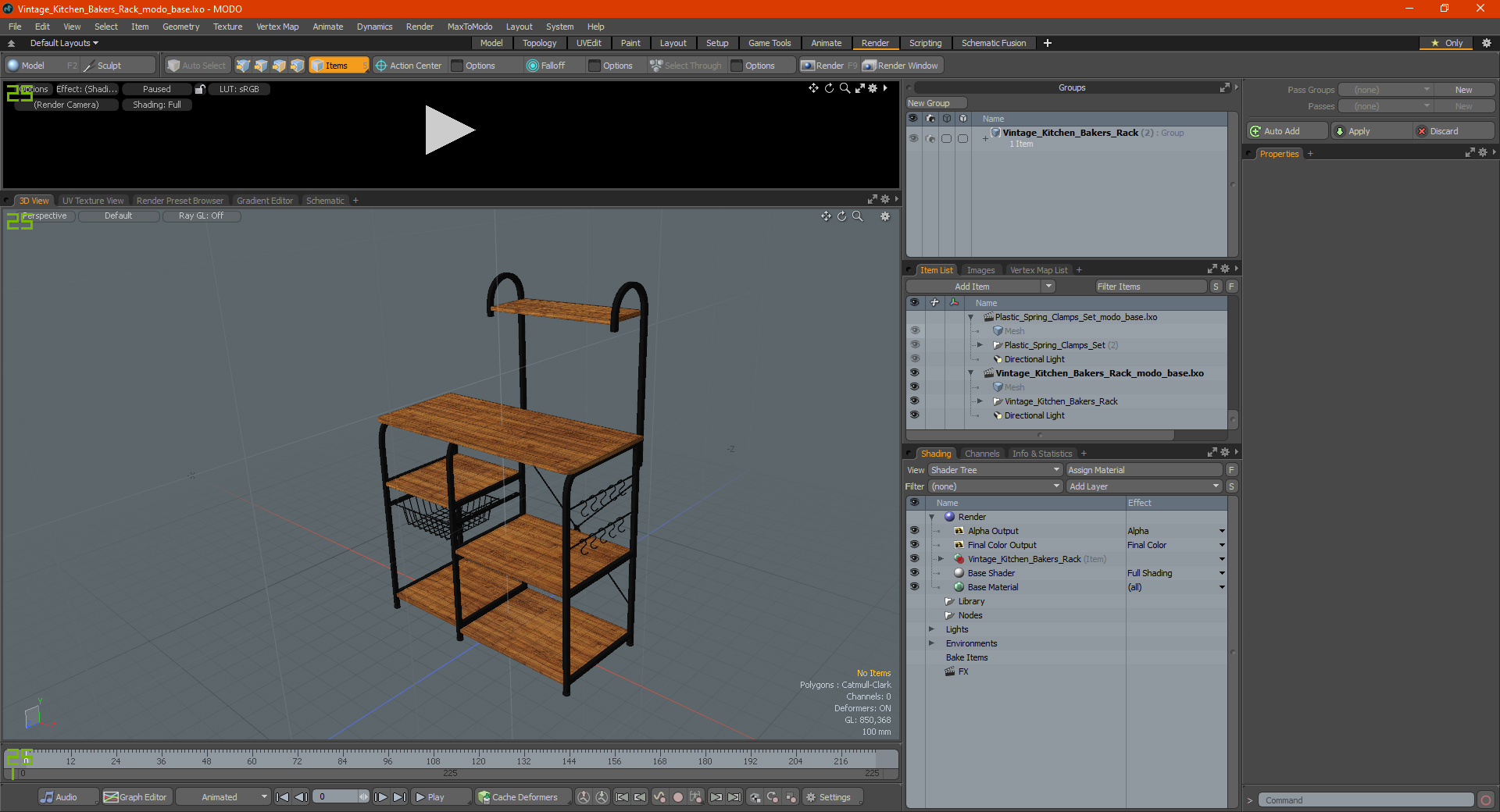 Vintage Kitchen Bakers Rack 3D