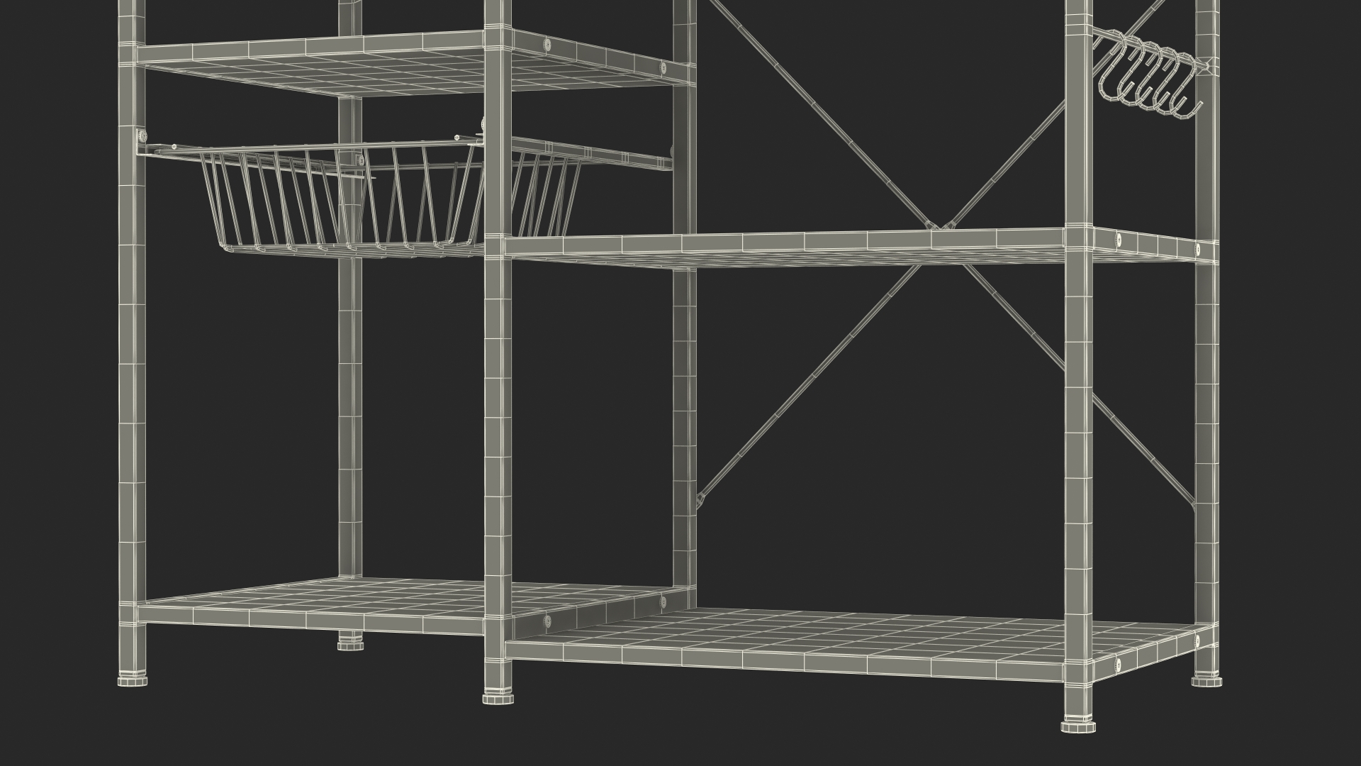 Vintage Kitchen Bakers Rack 3D
