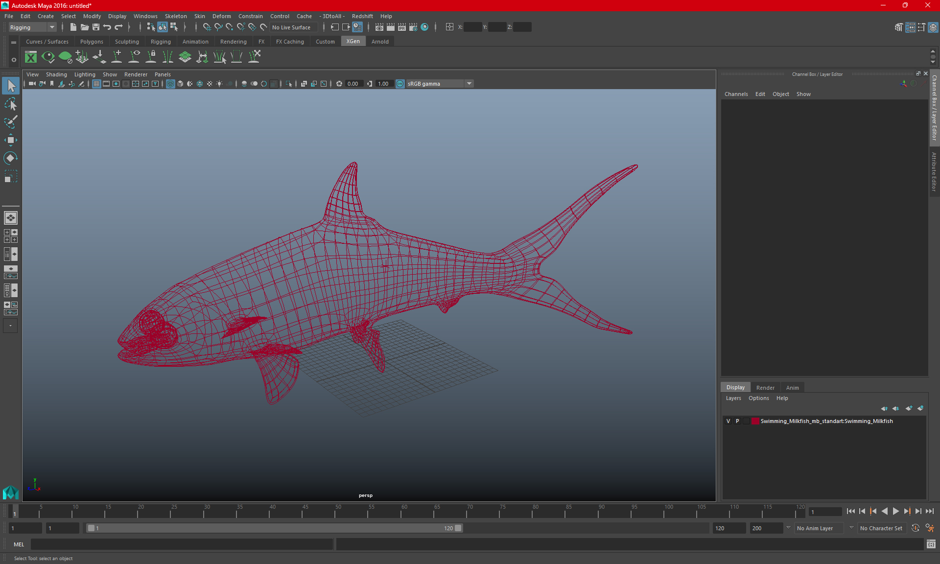 Swimming Milkfish 3D