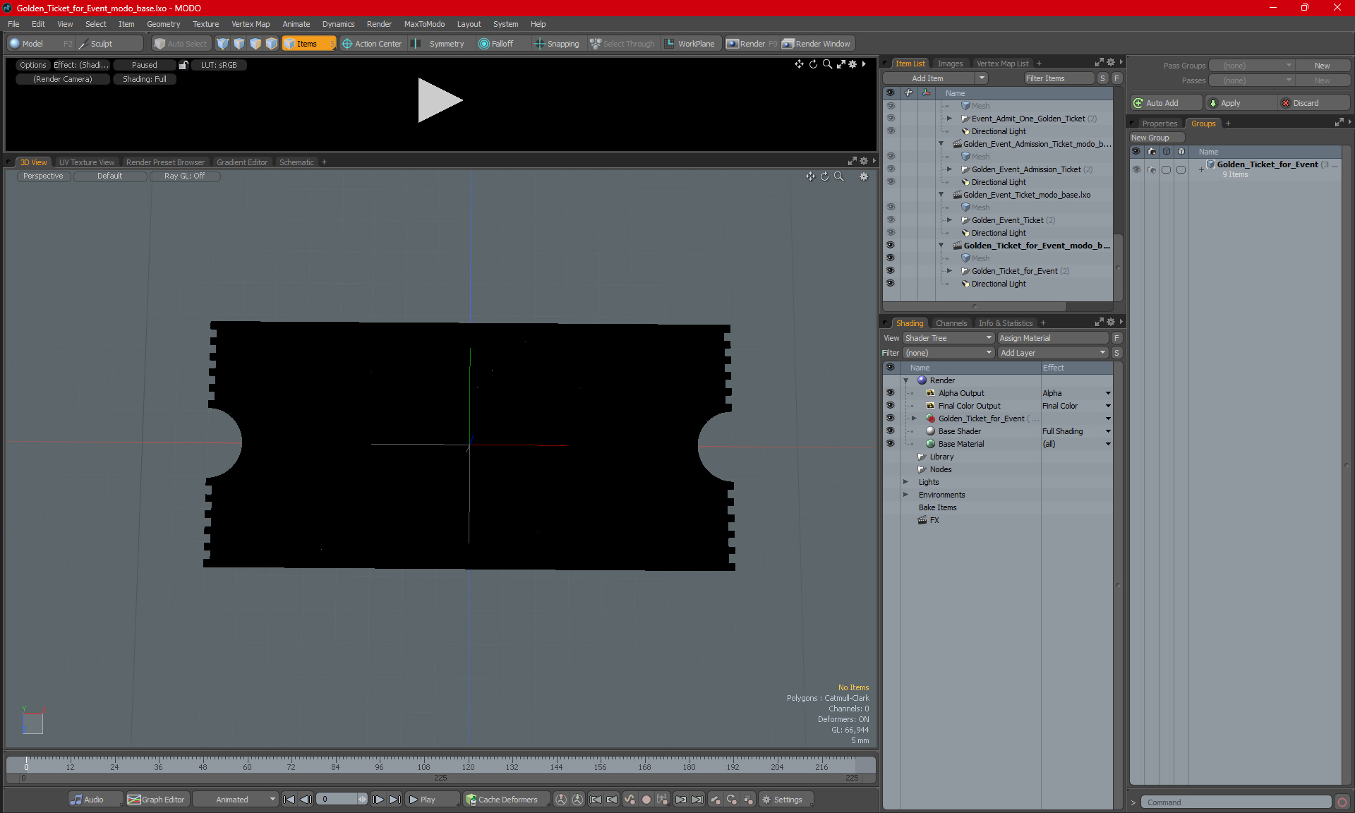 3D Golden Ticket for Event model