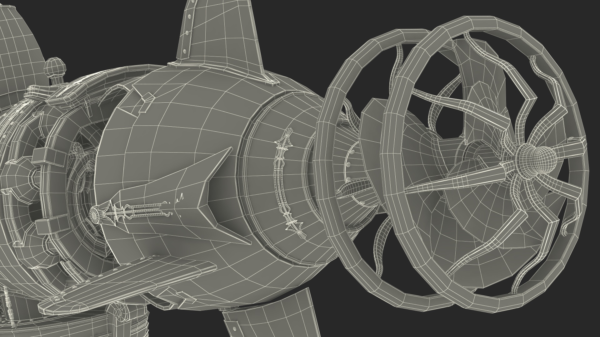 3D Fantastic Steampunk Submarine Bronze Rigged model