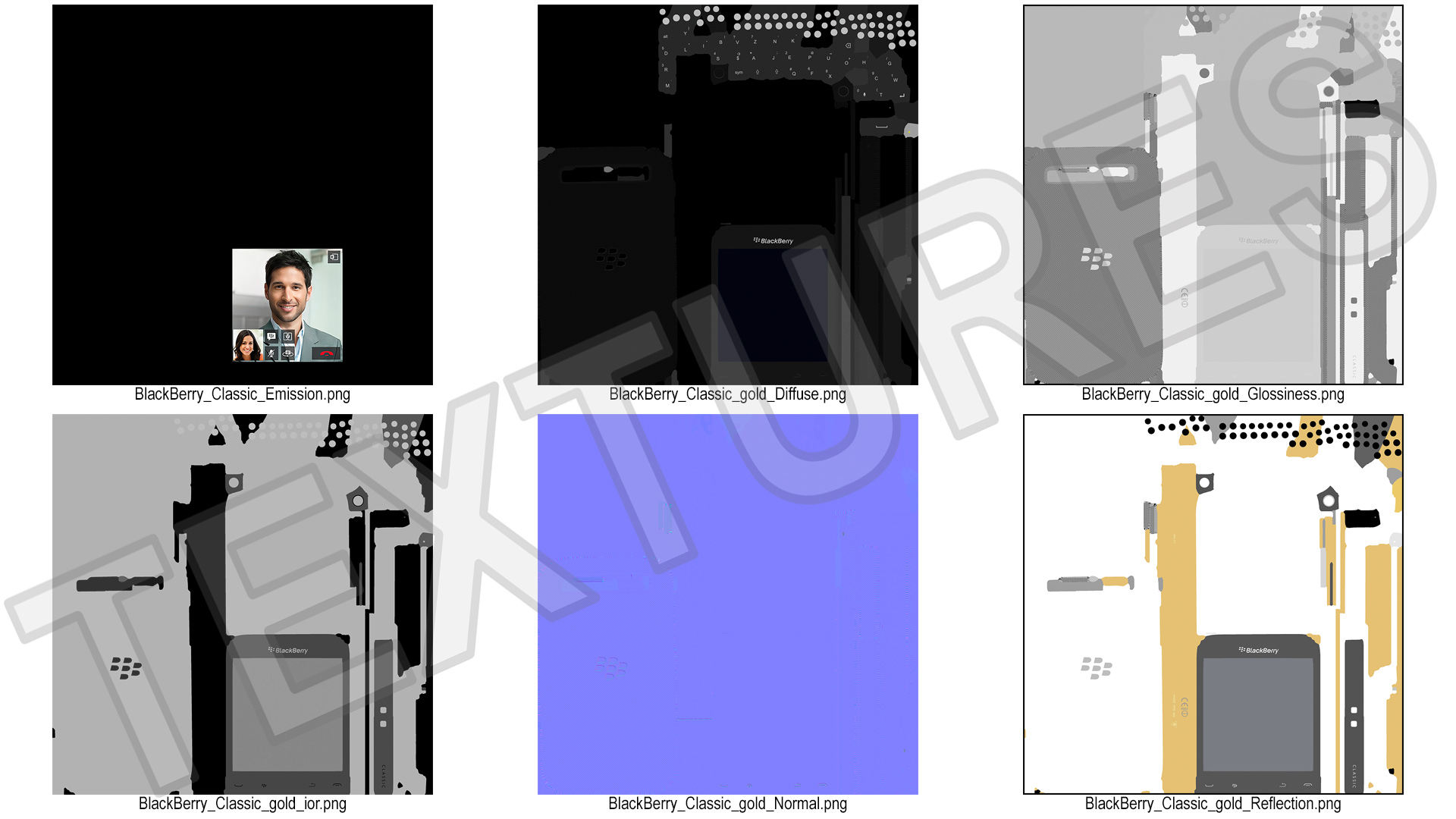 Premium Smartphone BlackBerry Gold 3D model