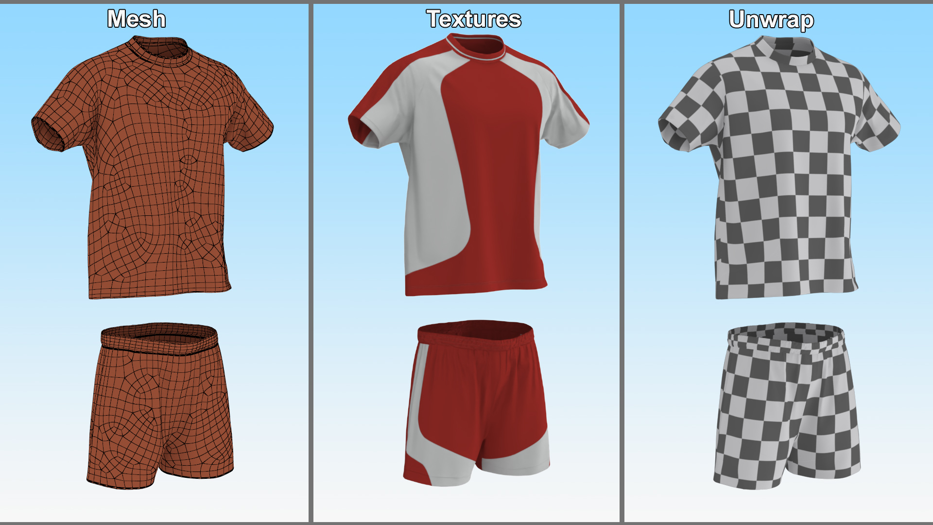3D Soccer Jersey and Shorts Set model
